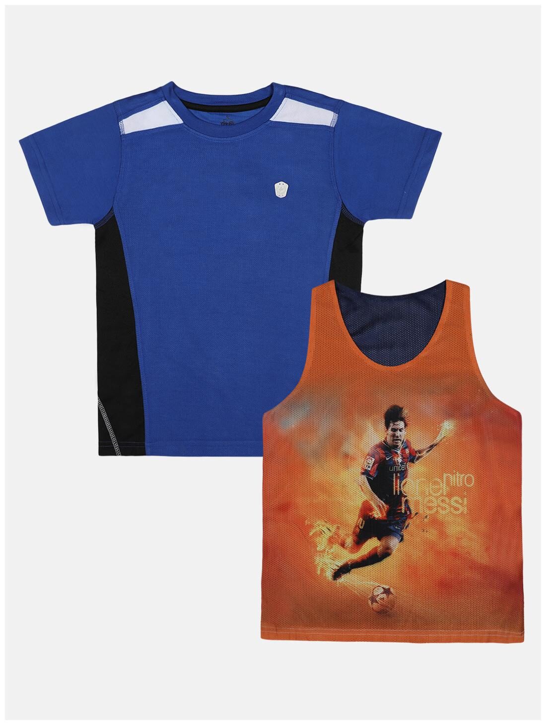 

Li l Tomatoes Boy Cotton Printed T-shirt - Orange Blue