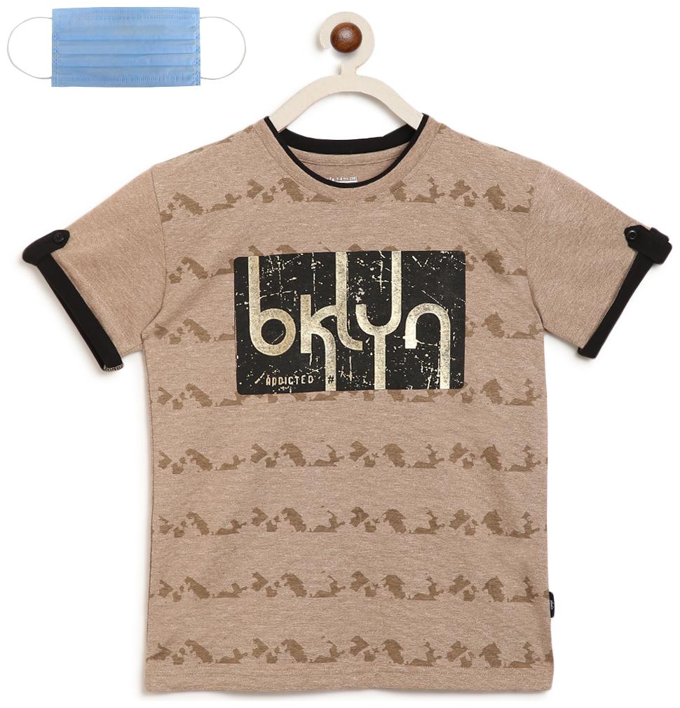 

Li l Tomatoes Boy Cotton Printed T-shirt - Beige