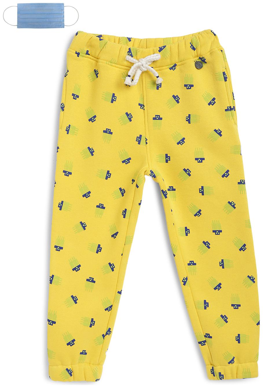 

Li l Tomatoes Cotton Printed Yellow Color Joggers with Free 3-Ply Face Mask