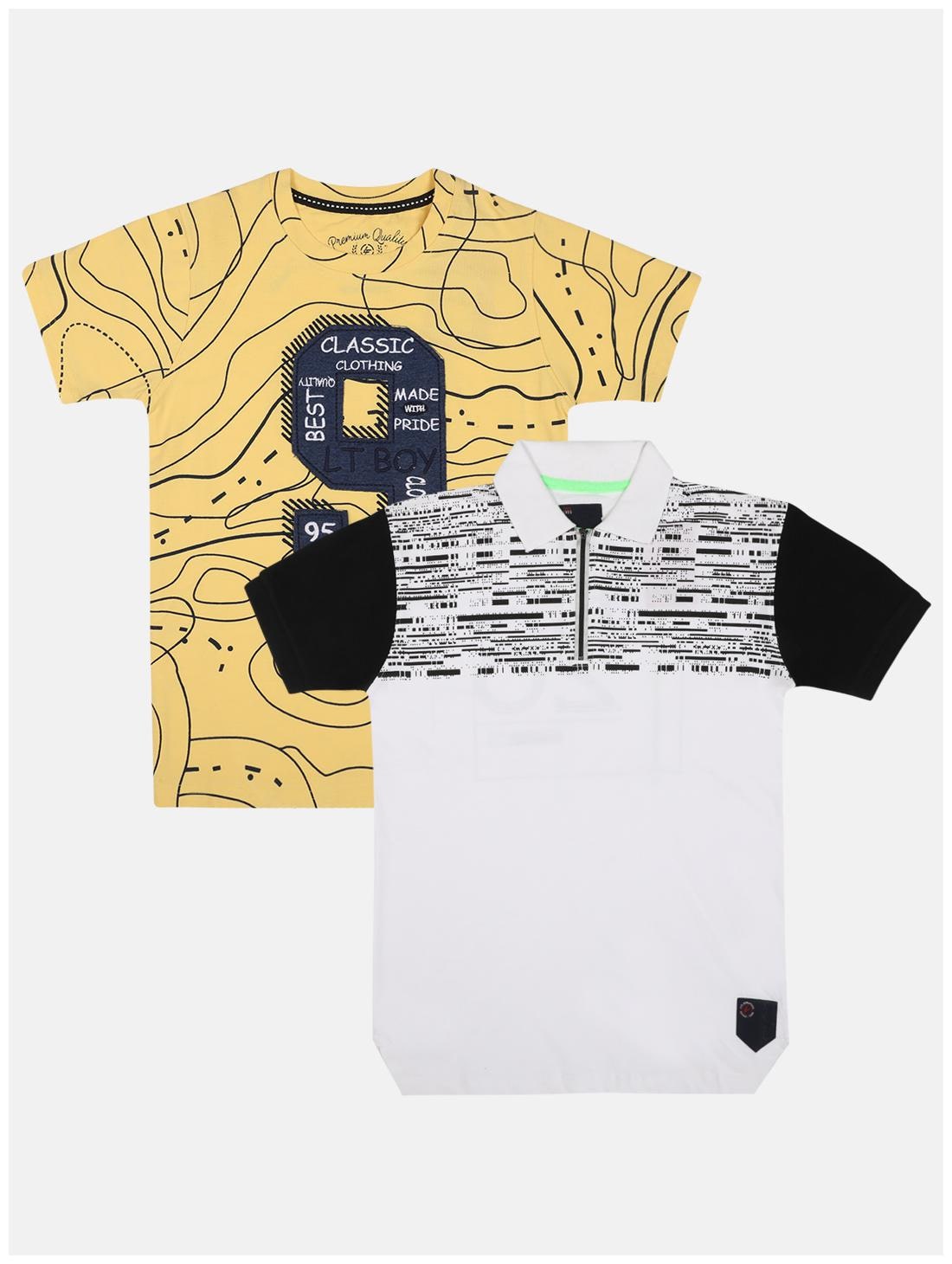 

Li l Tomatoes Boy Cotton Printed T-shirt - White Yellow