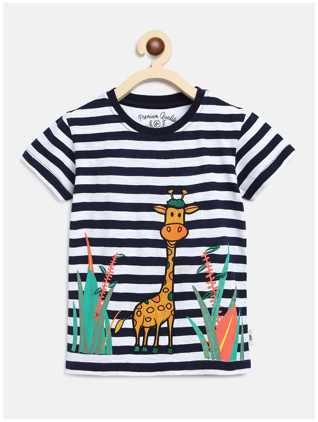 

Li l Tomatoes Cotton Striped T shirt for Baby Boy - White