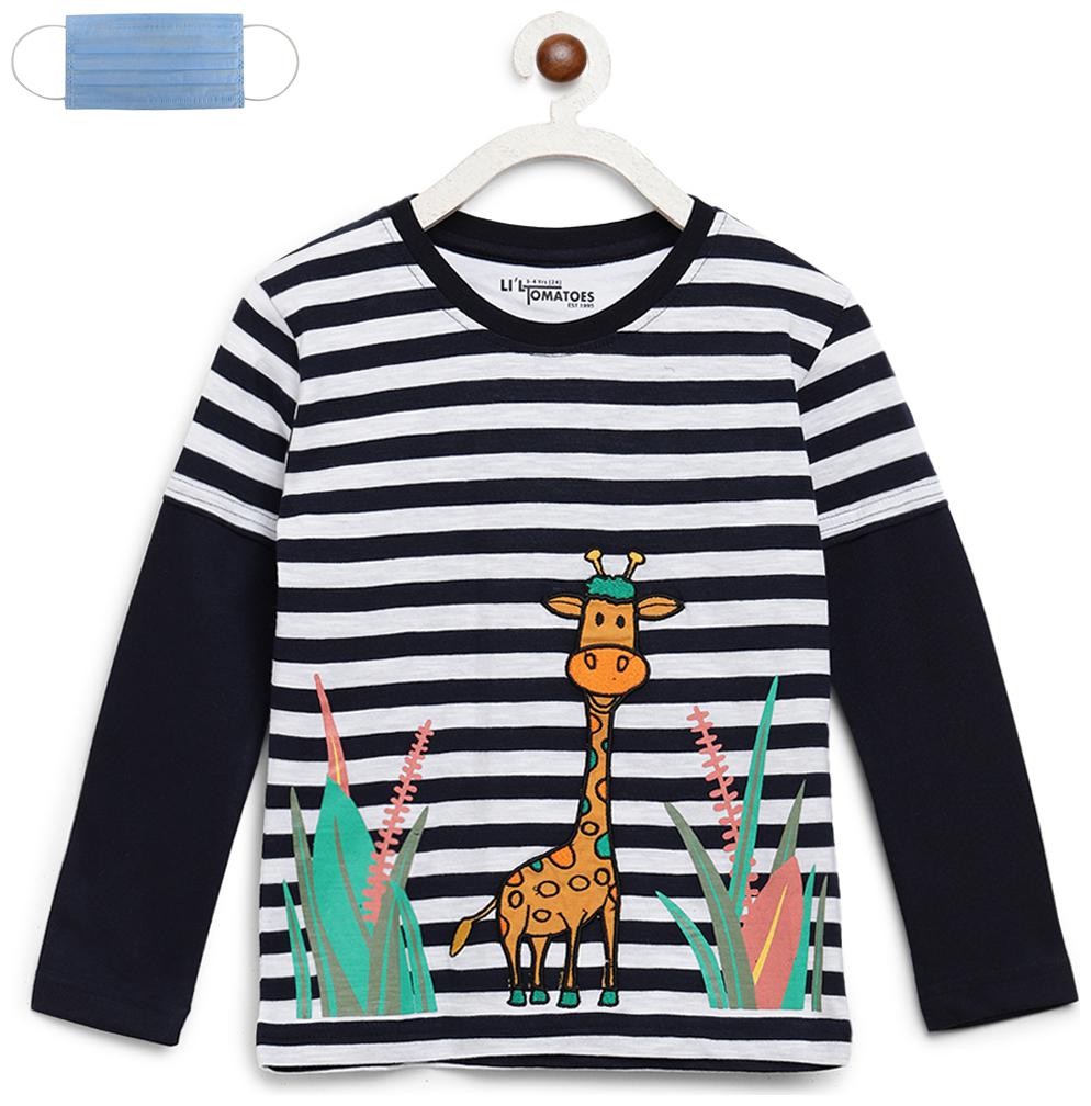 

Li l Tomatoes Boy Cotton Printed T-shirt - Blue White
