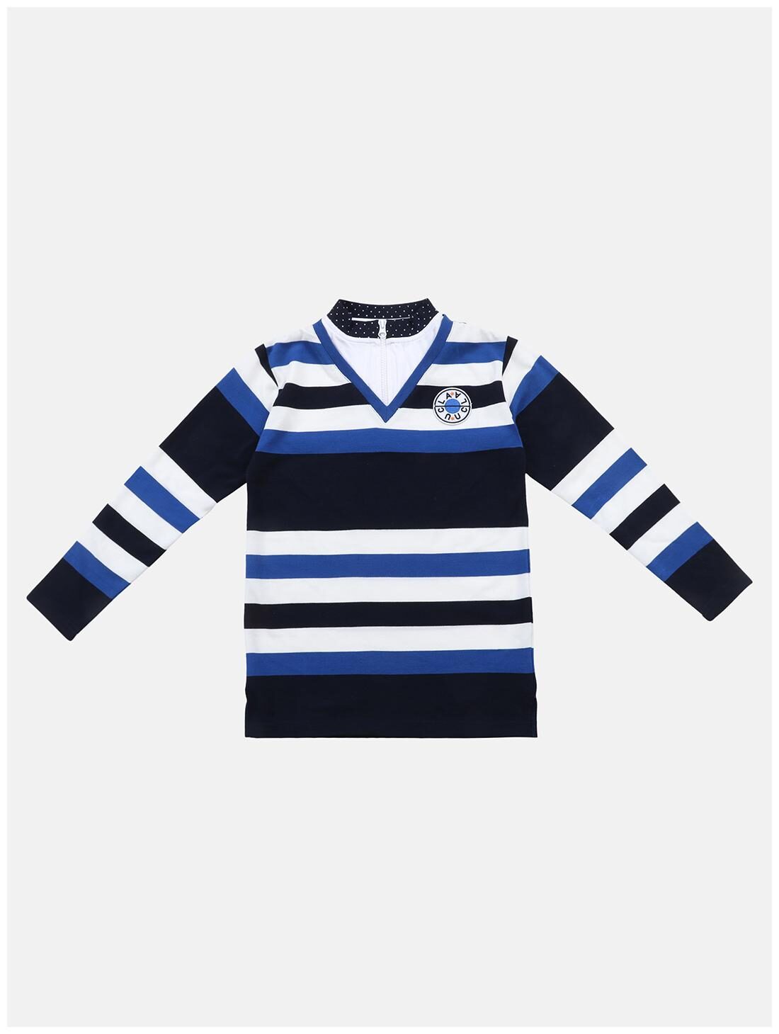 

Li l Tomatoes Cotton Striped T shirt for Baby Boy - Blue White