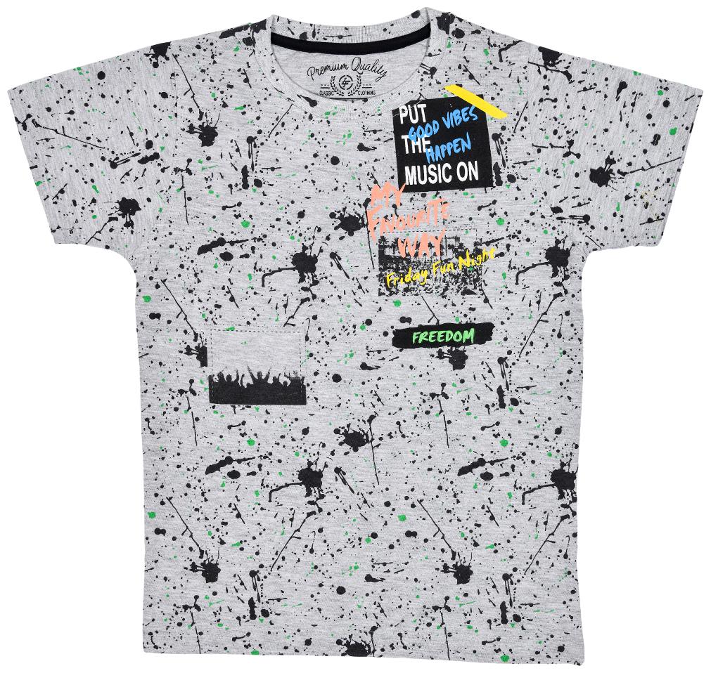 

Li l Tomatoes Boy Cotton Printed T-shirt - Grey