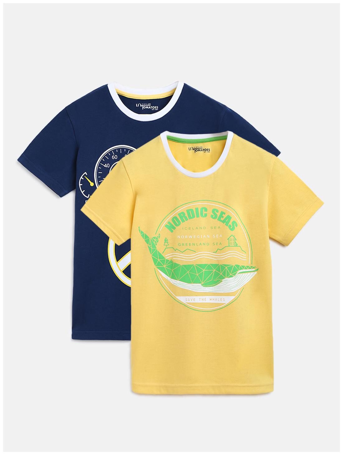 

Li l Tomatoes Boy Cotton Printed T-shirt - Blue Yellow