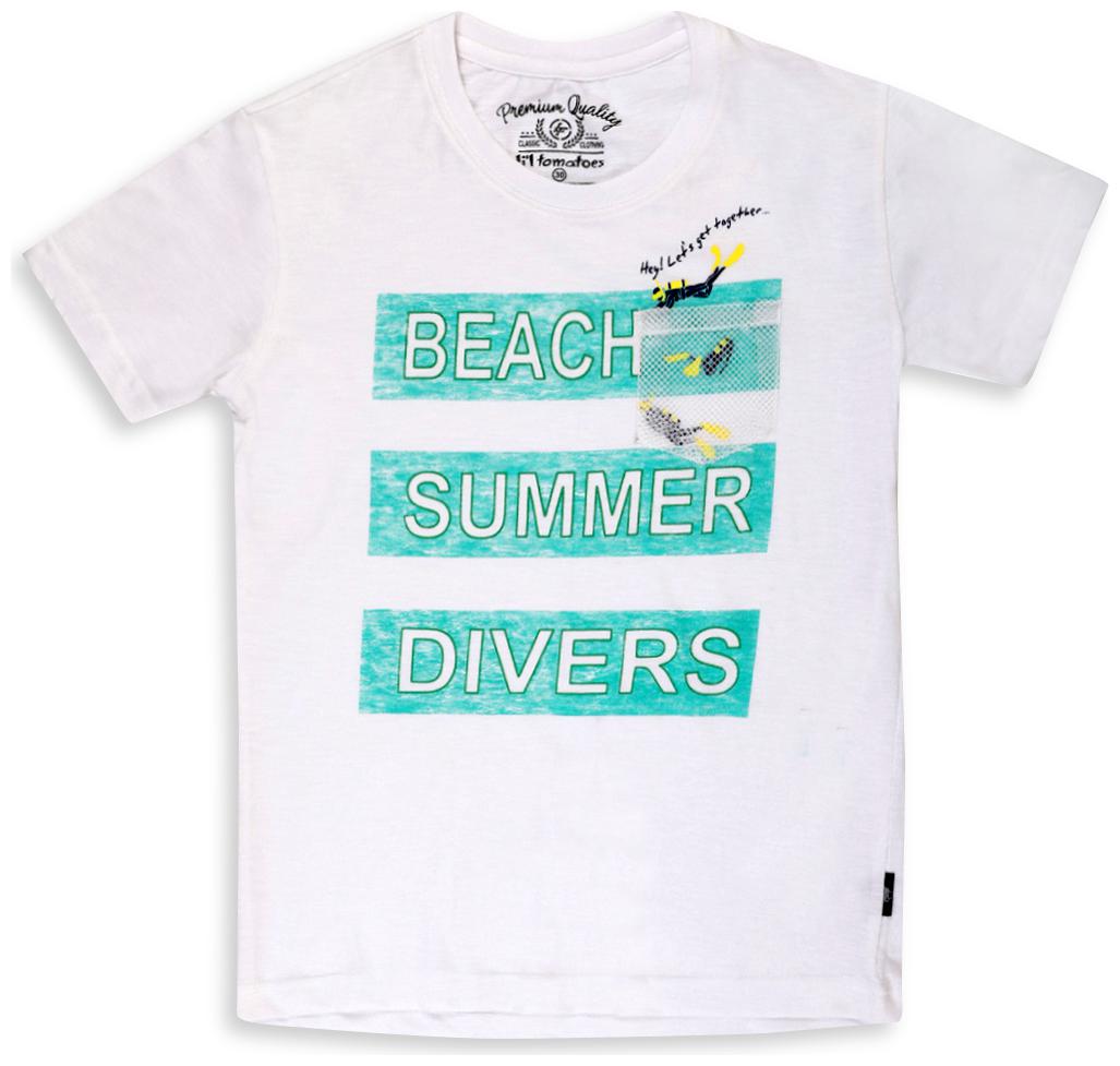 

Li l Tomatoes Boy Cotton Printed T-shirt - White