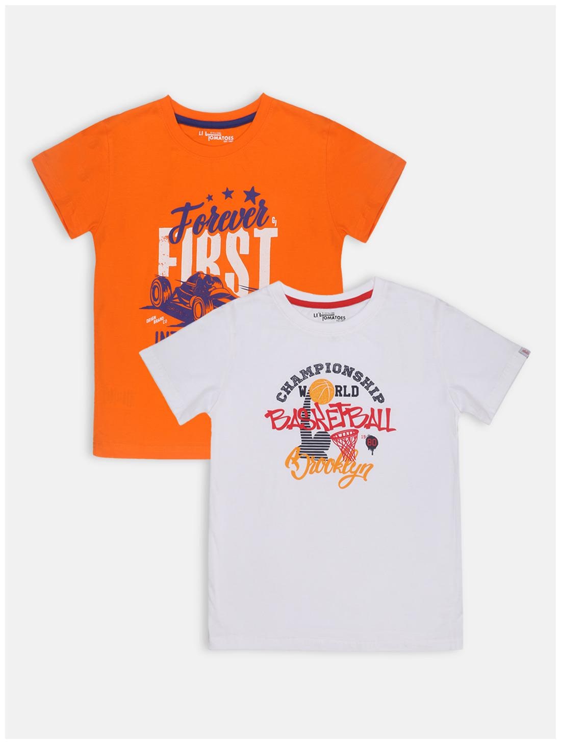 

Li l Tomatoes Boy Cotton Printed T-shirt - Orange
