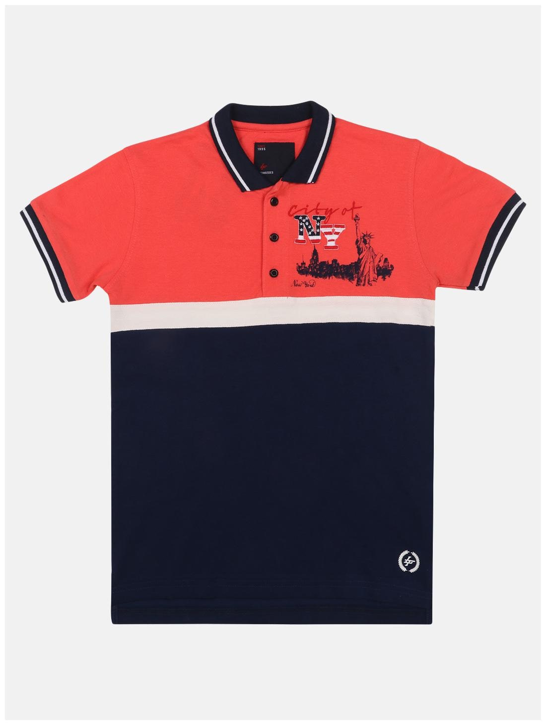 

Li l Tomatoes Boy Cotton Printed T-shirt - Orange Black