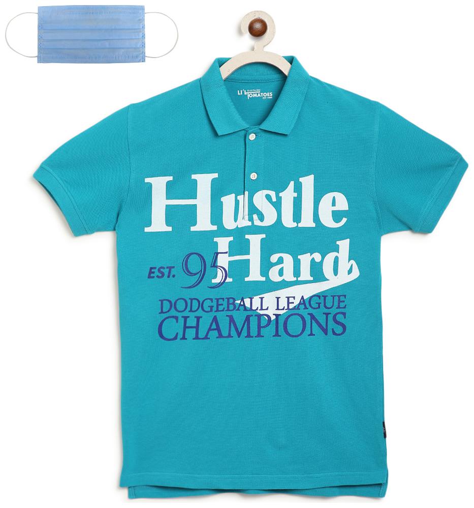 

Li l Tomatoes Boy Cotton Printed T-shirt - Blue