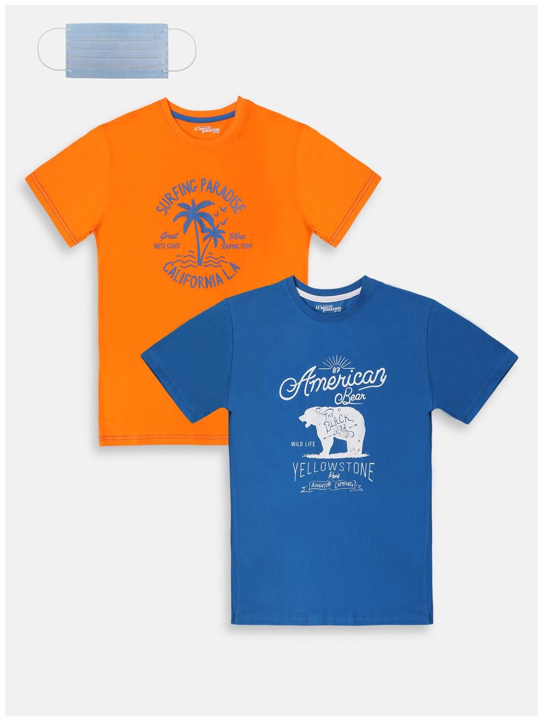 

Li l Tomatoes Cotton Printed T shirt for Baby Boy - Blue Orange
