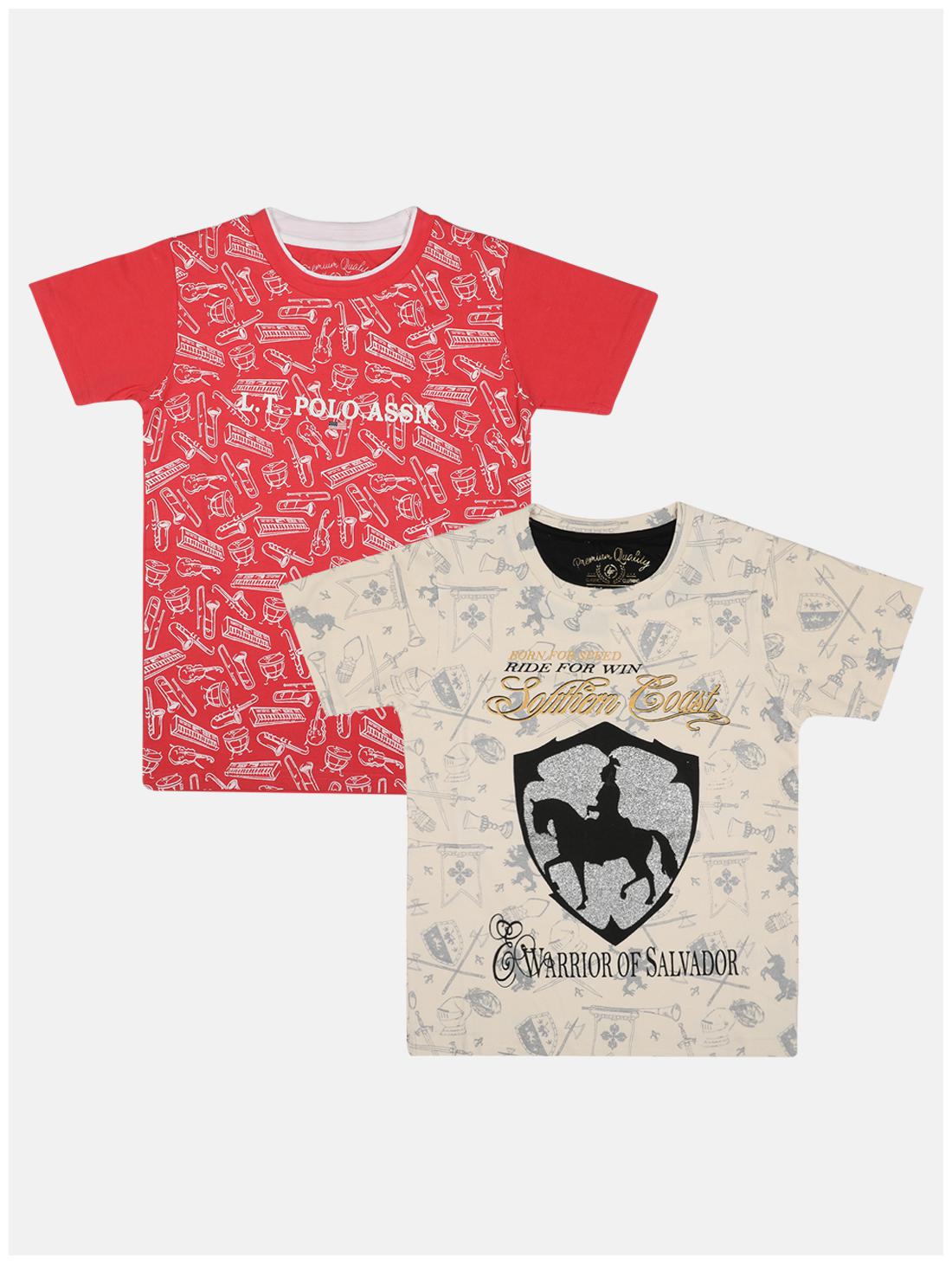 

Li l Tomatoes Cotton Printed T shirt for Baby Boy - Cream Red