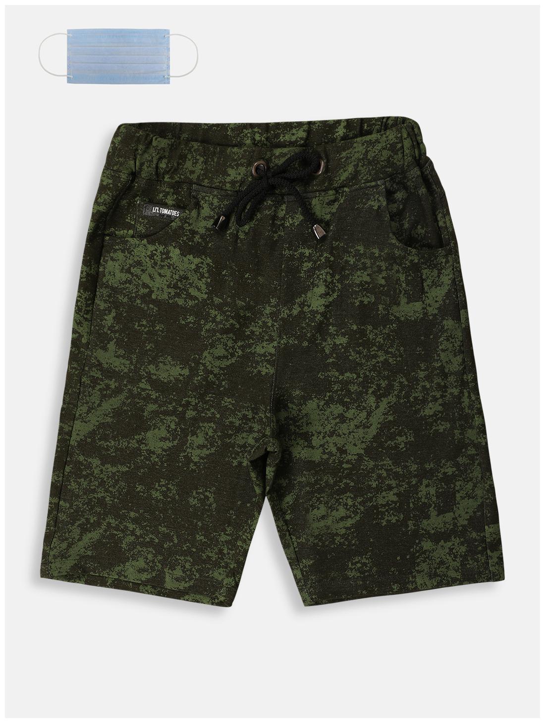 

Li l Tomatoes Boys Cotton Printed Green Color Bermuda With FREE 3-Ply Face Mask