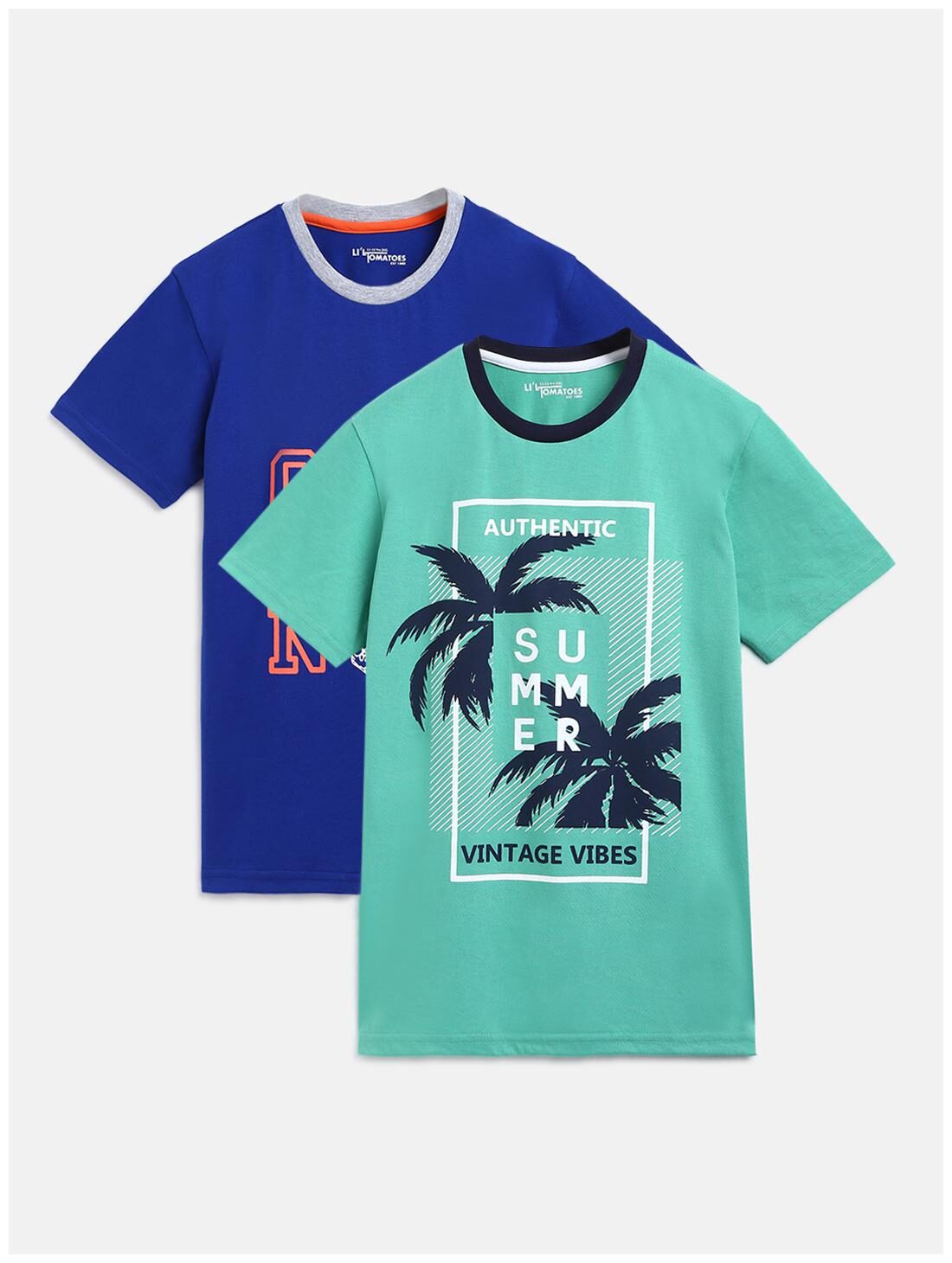 

Li l Tomatoes Boy Cotton Printed T-shirt - Green Blue