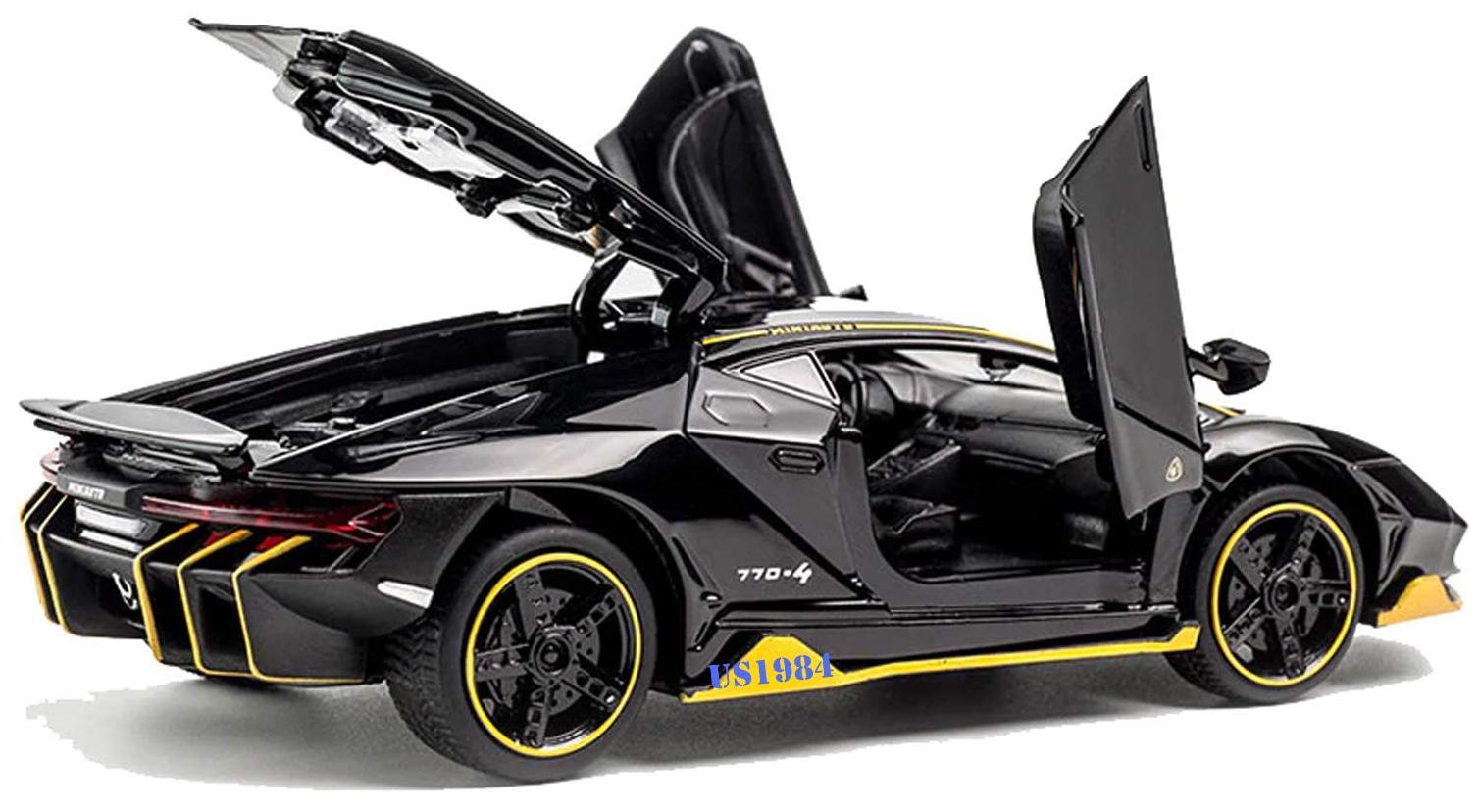 

Limousine Die-Cast 4 Wheel Drive Metal Car Pull Back with 3 Openable Doors Engine Cover Tail with Front and Rear Light Music Great Gift for Boys and Girls