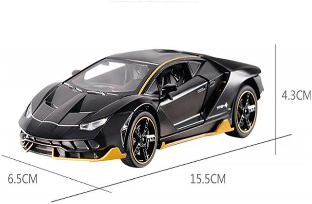 Limousine Die-Cast 4 Wheel Drive Metal Car Pull Back with 3 Openable Doors, Engine Cover, Tail with Front and Rear Light & Music