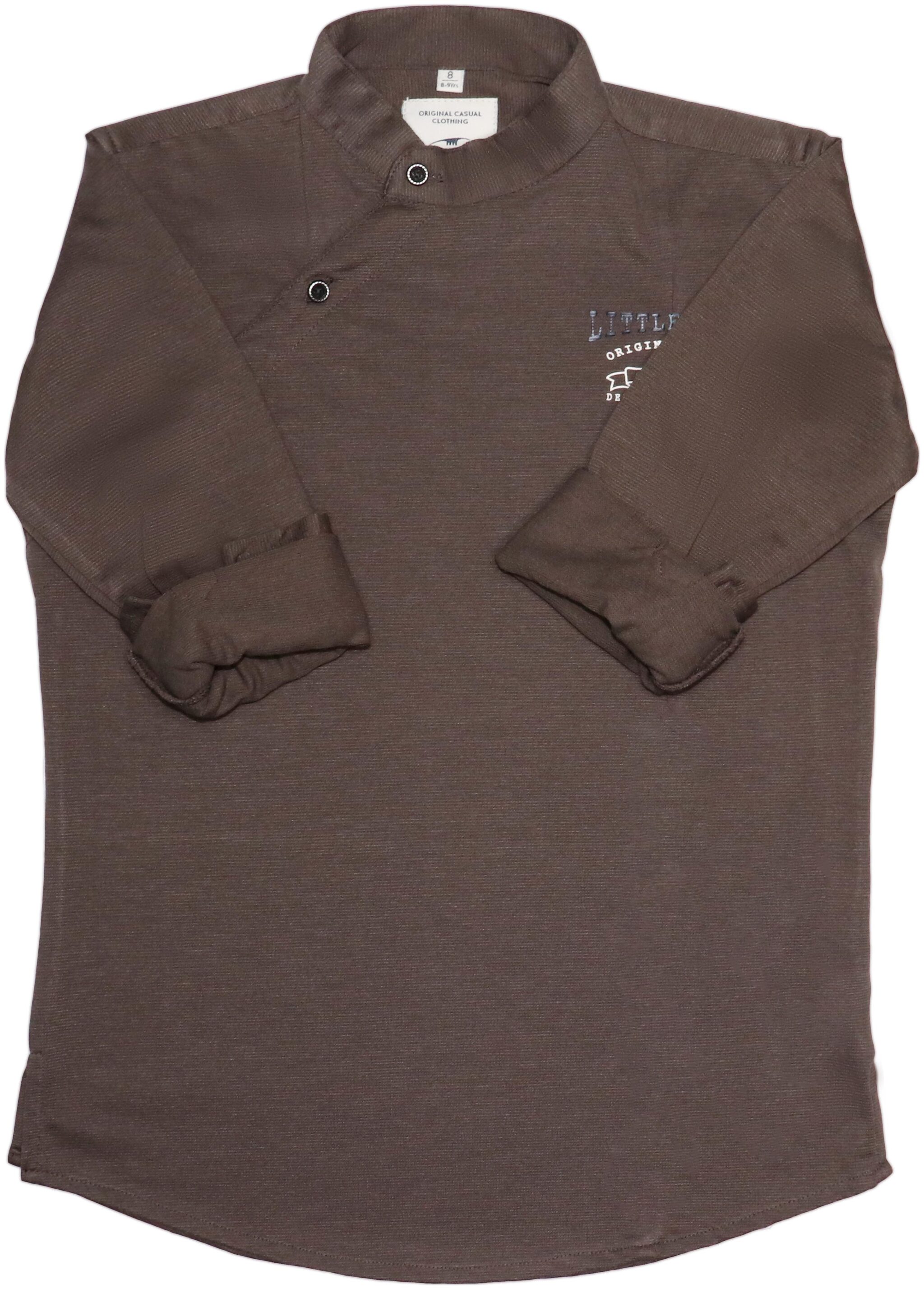 

LITTLE DINO Boy Knitted Printed Shirt Brown
