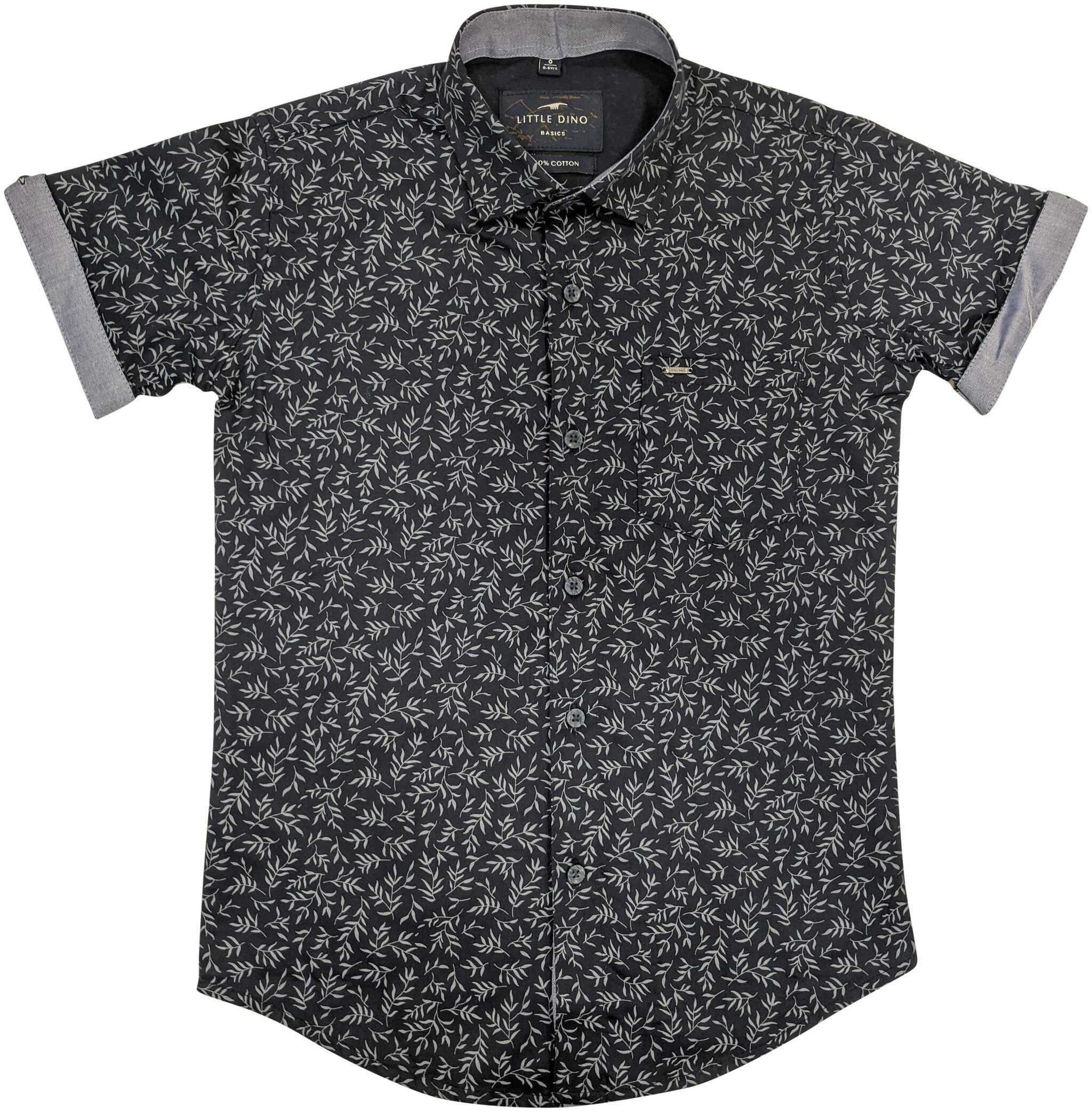 

LITTLE DINO Boy Cotton Printed Shirt Blue