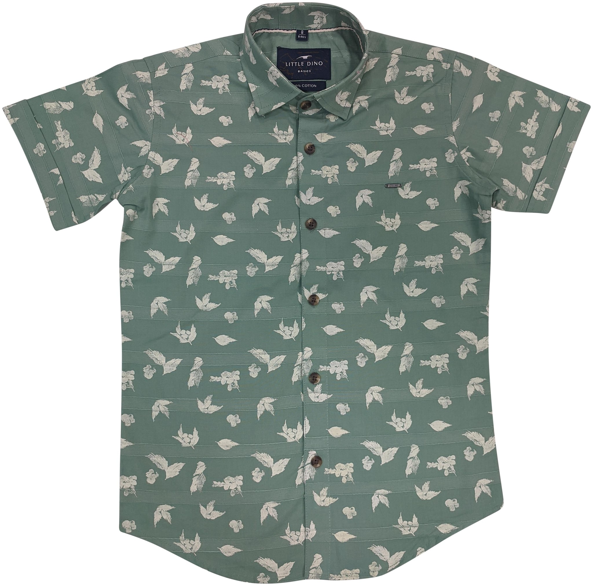 

LITTLE DINO Boy Cotton Printed Shirt Grey
