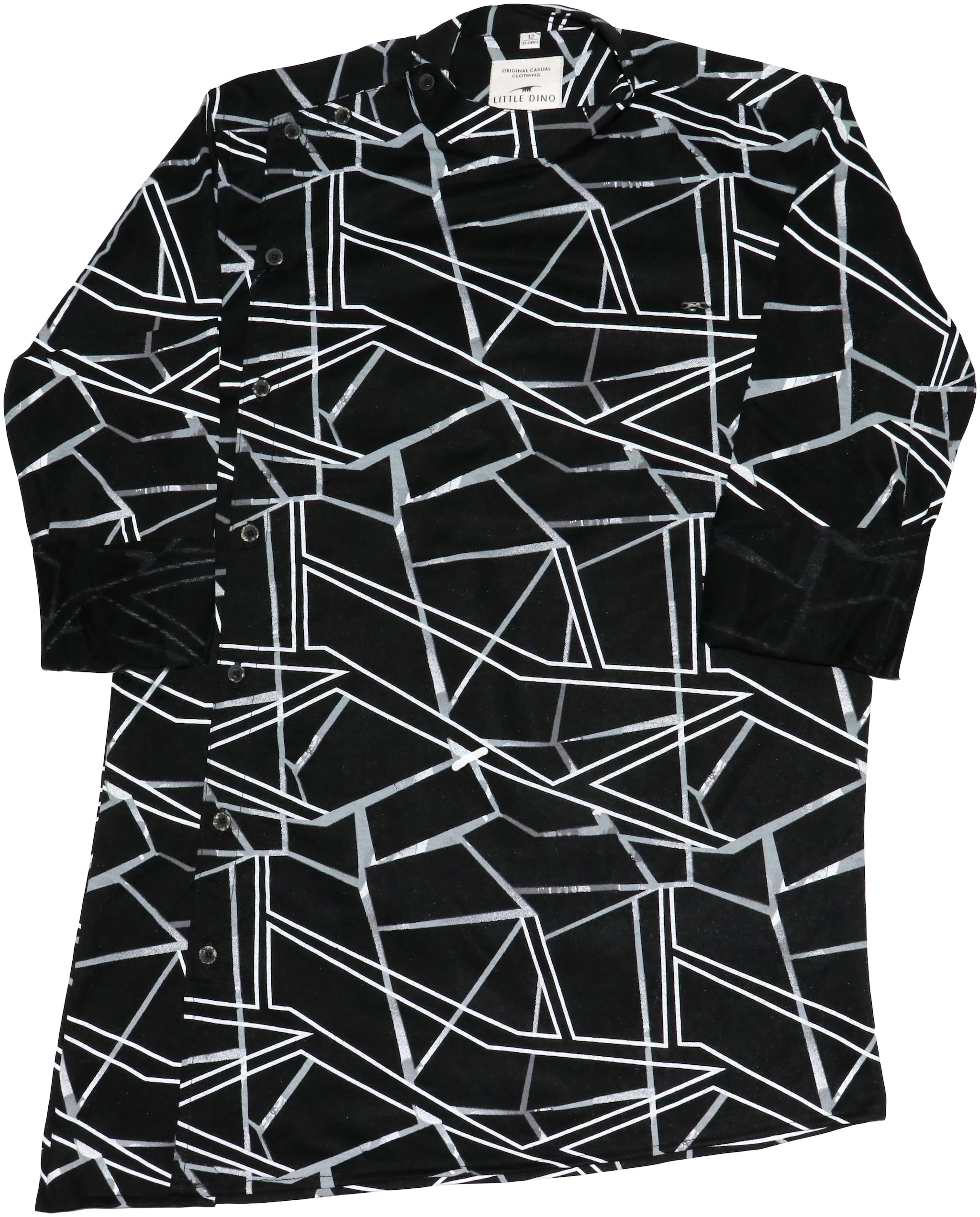 

LITTLE DINO Boy Knitted Printed Shirt Black