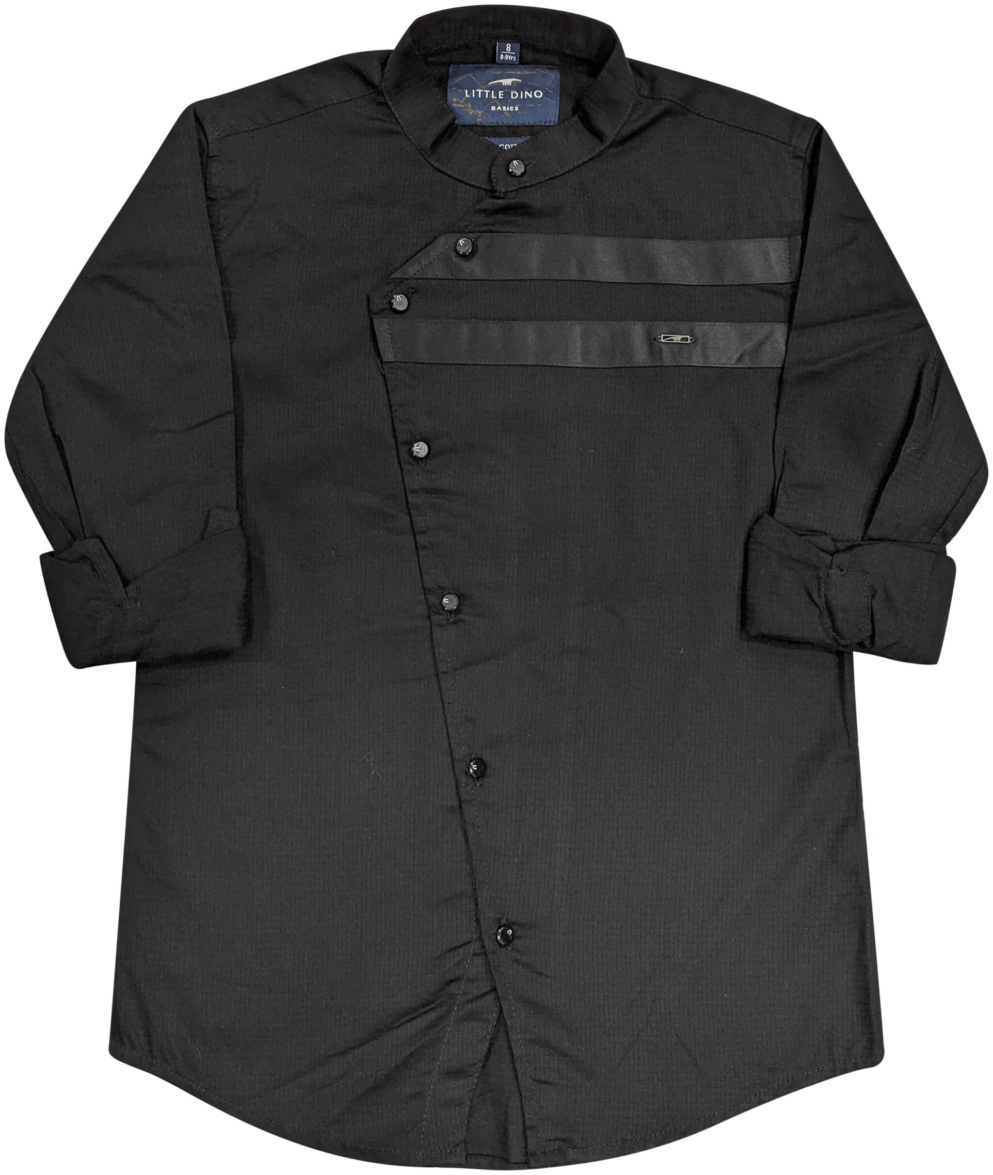 

LITTLE DINO Boy Cotton Solid Shirt Black
