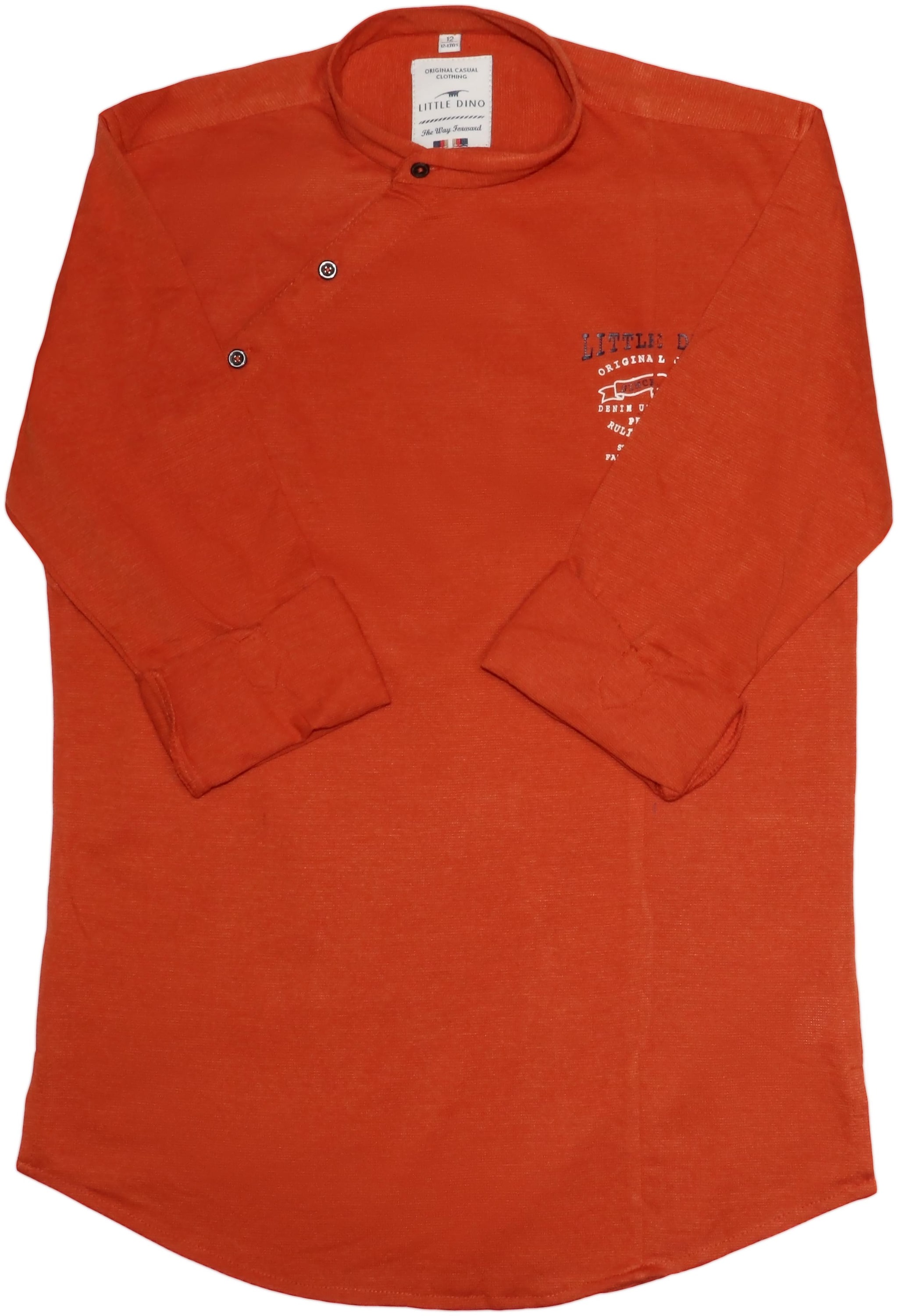 

LITTLE DINO Boy Knitted Printed Shirt Orange