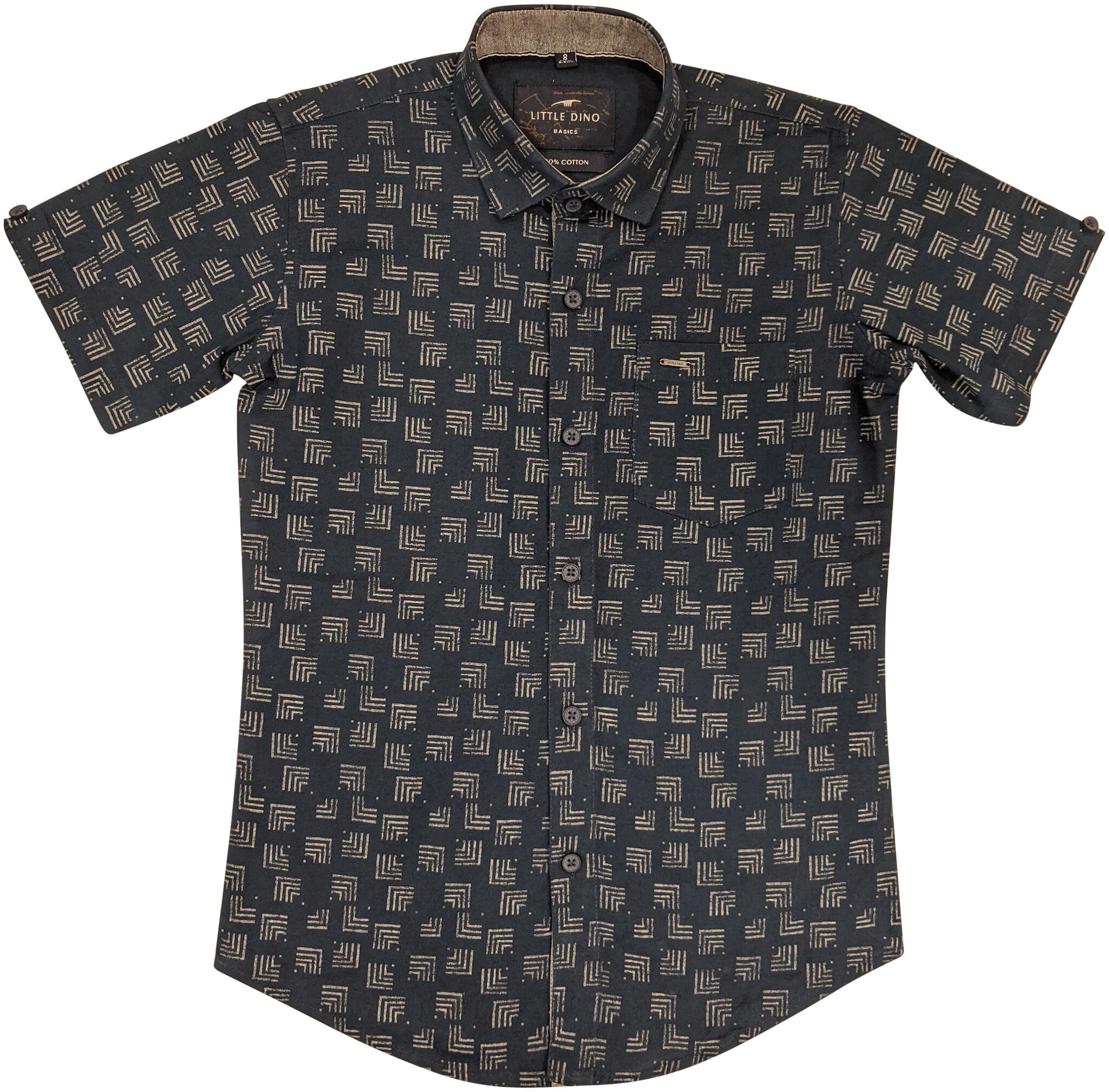 

LITTLE DINO Boy Cotton Printed Shirt Blue