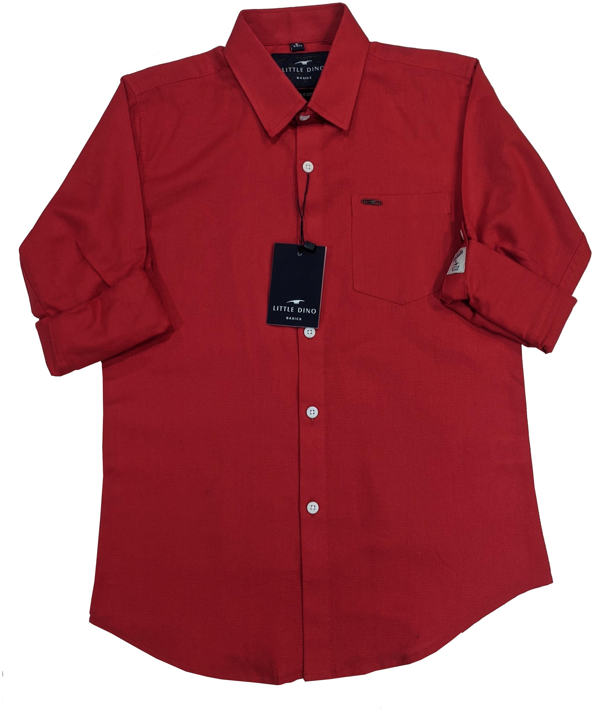 

LITTLE DINO Boy Cotton Solid Shirt Red