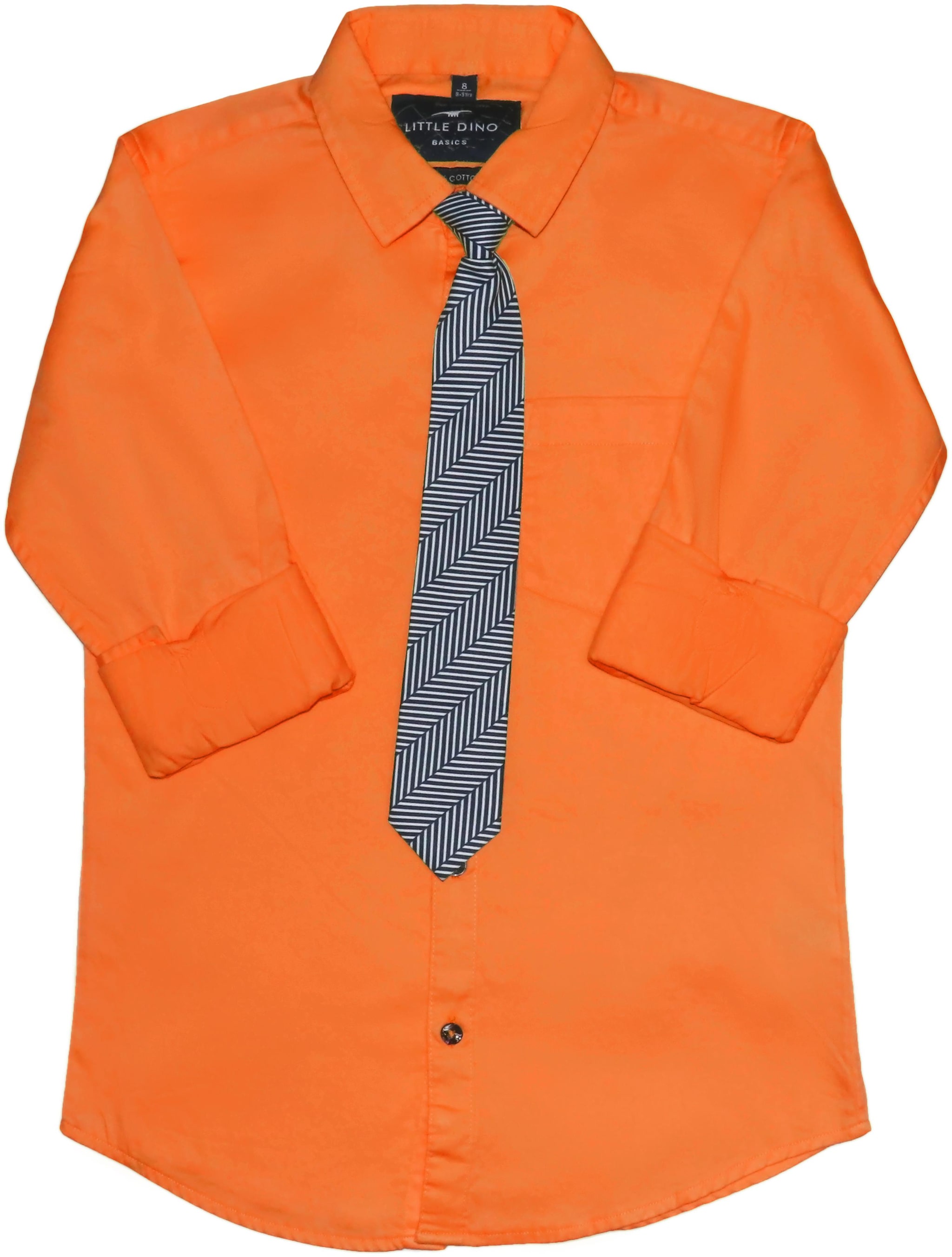 

LITTLE DINO Boy Cotton Solid Shirt Orange