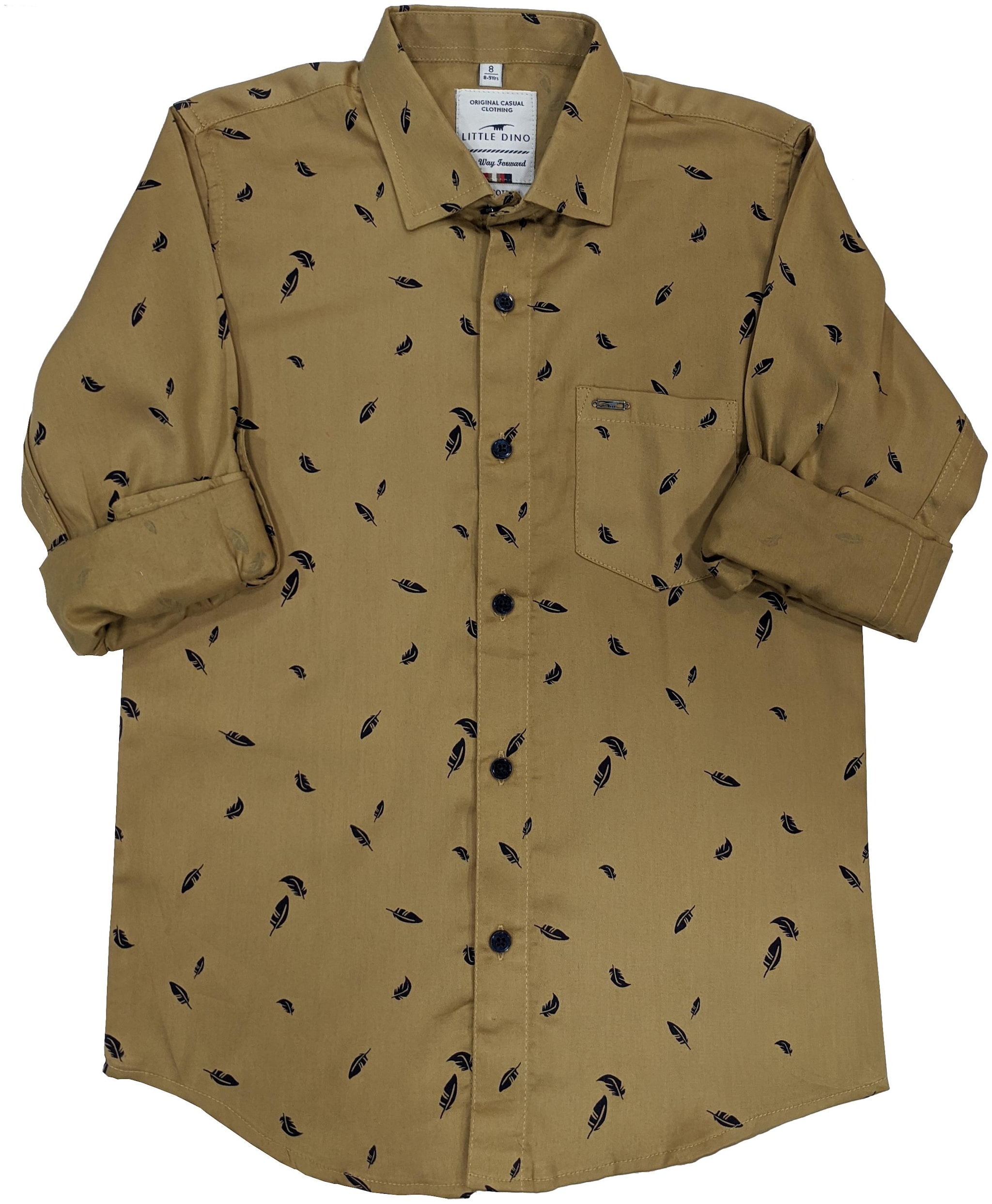 

LITTLE DINO Boy Cotton Printed Shirt Cream