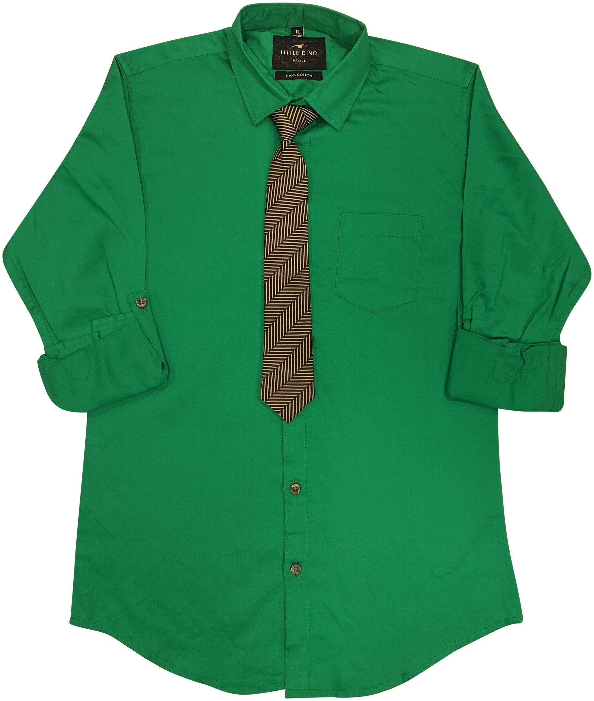 

LITTLE DINO Boy Cotton blend Solid Shirt Green