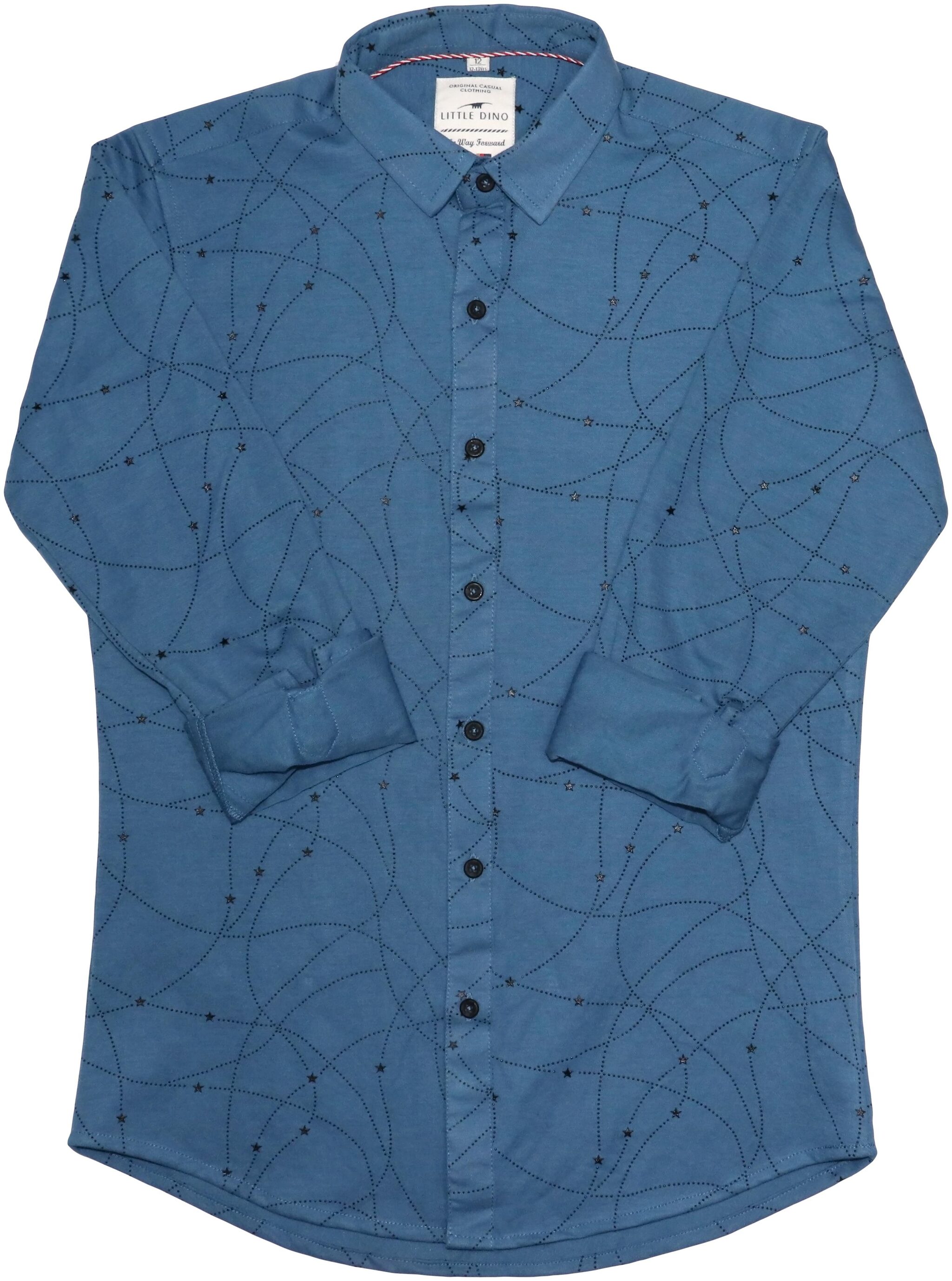

LITTLE DINO Boy Knitted Printed Shirt Blue