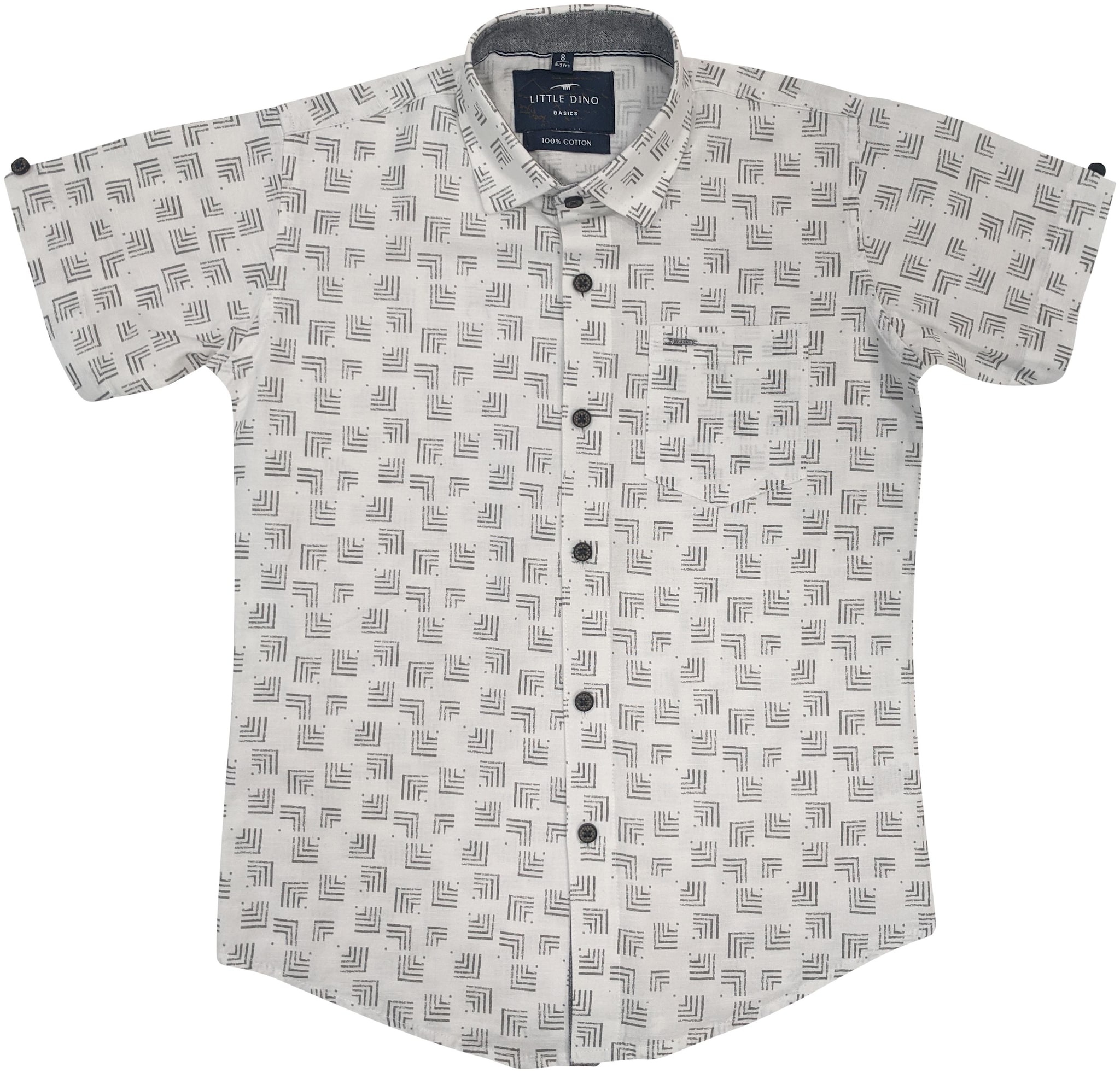 

LITTLE DINO Boy Cotton Printed Shirt White