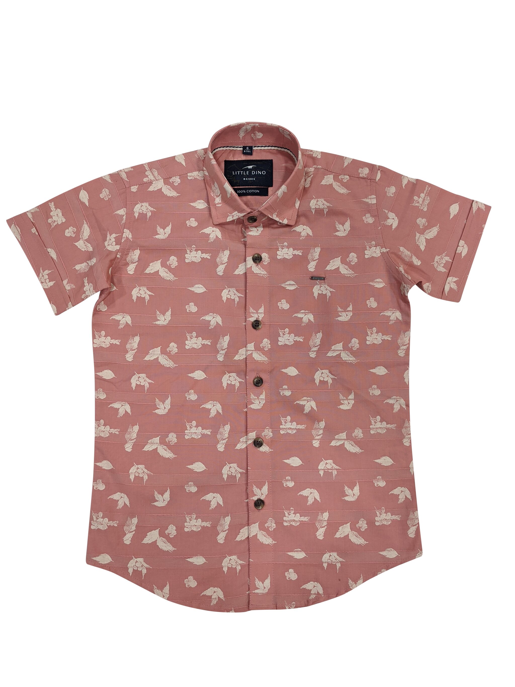 

LITTLE DINO Boy Cotton Printed Shirt Pink