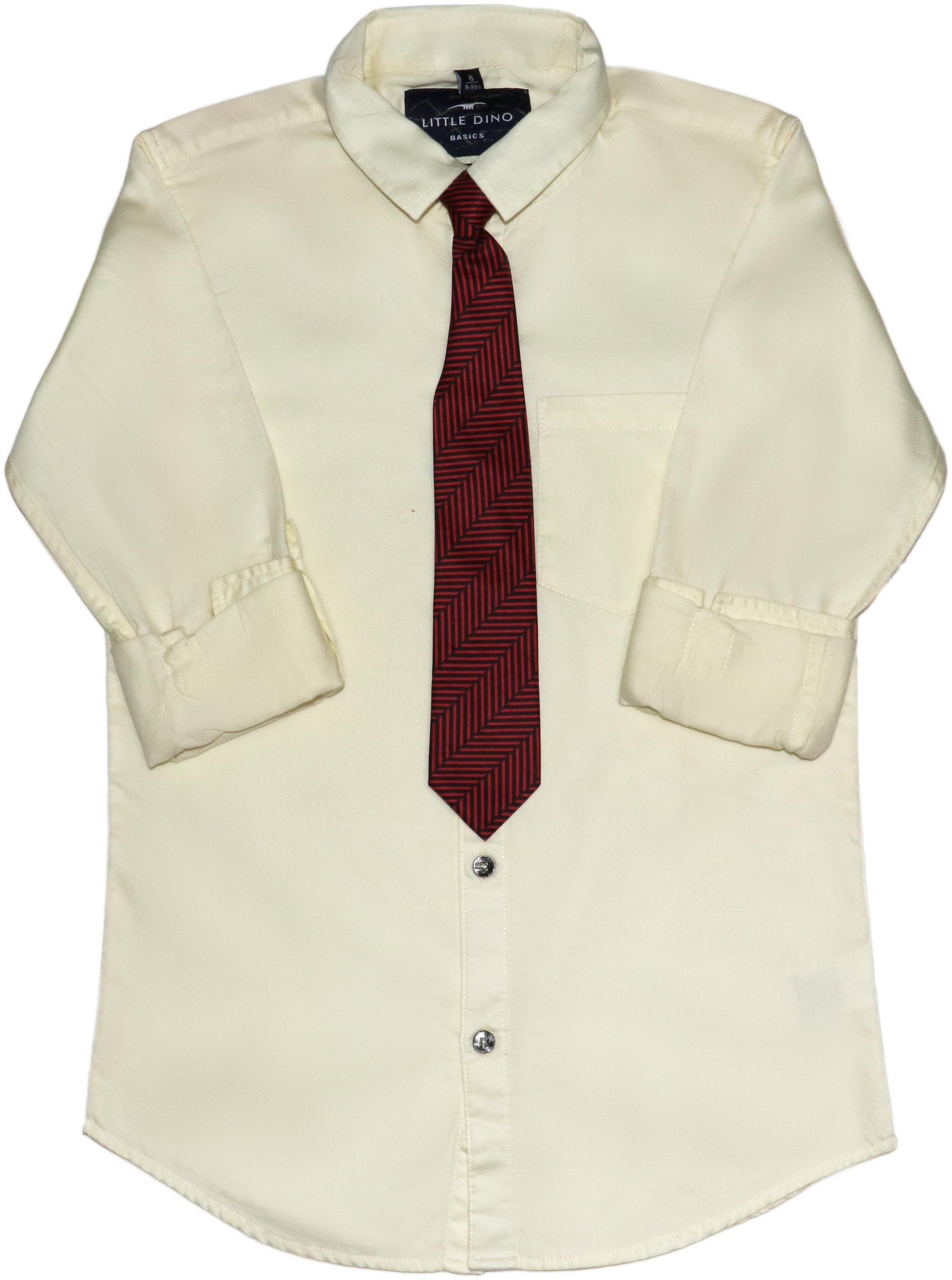 

LITTLE DINO Boy Cotton Solid Shirt Cream