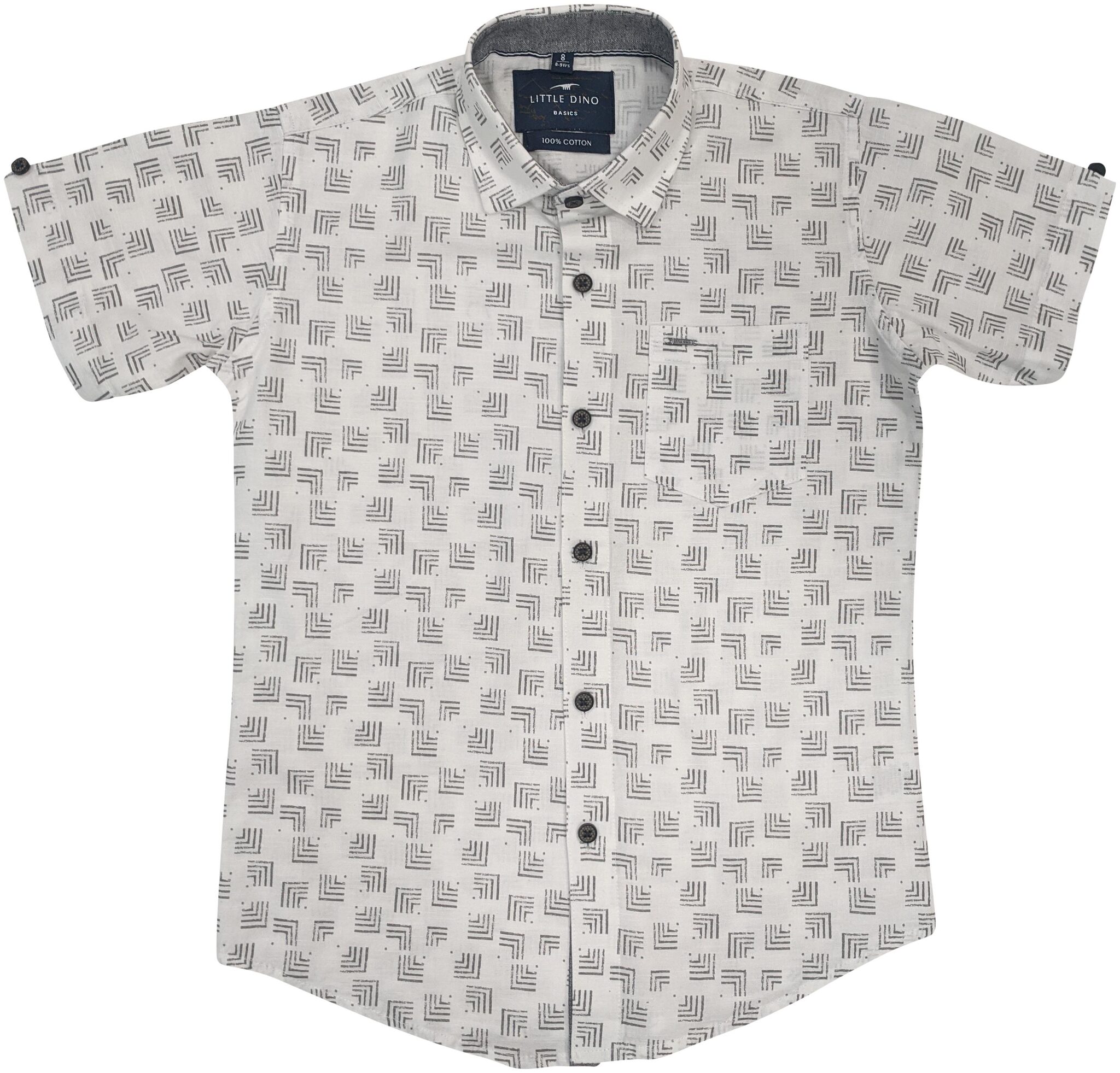 

LITTLE DINO Boy Cotton Printed Shirt White