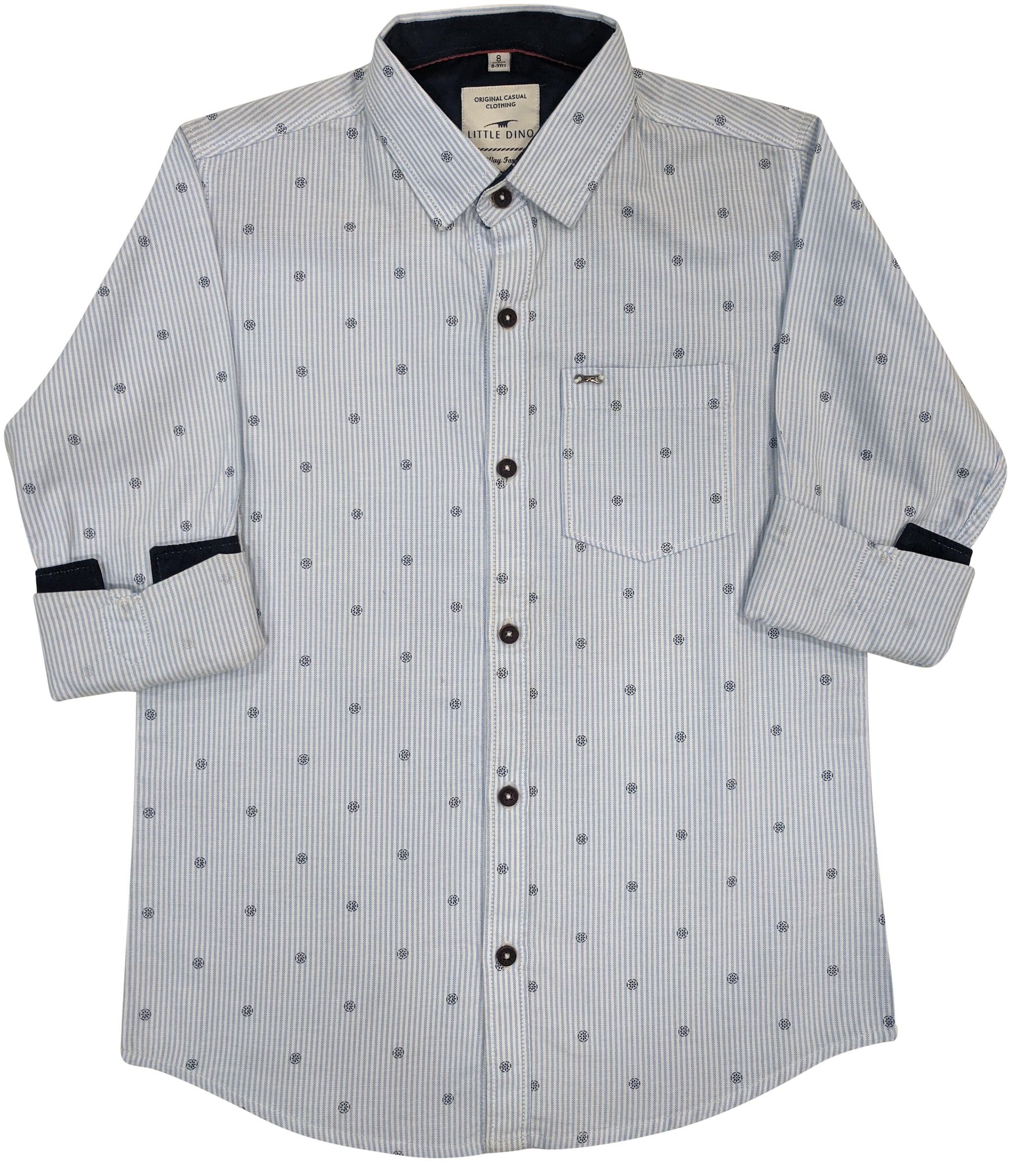 

LITTLE DINO Boy Cotton Printed Shirt Purple