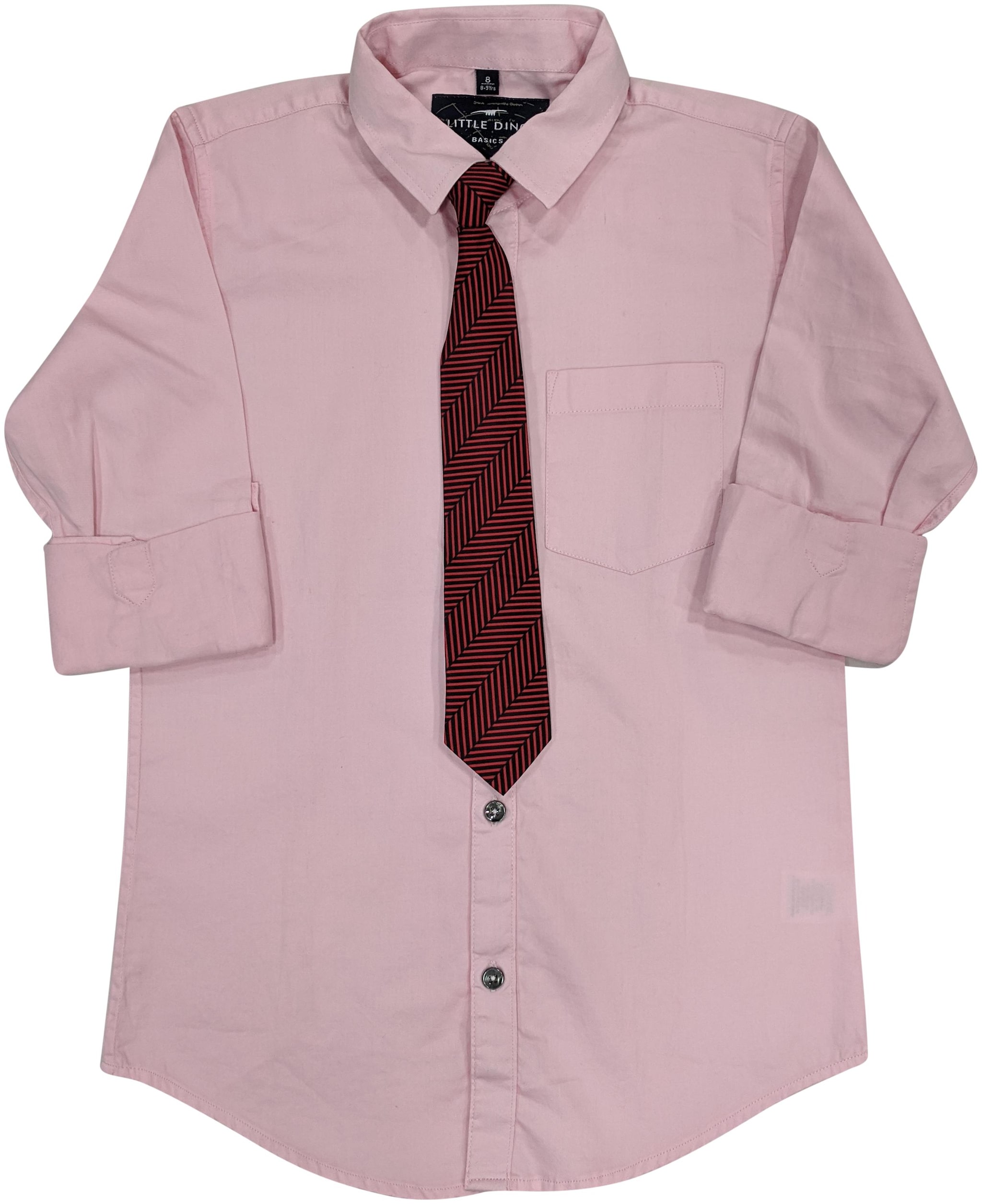 

LITTLE DINO Boy Cotton blend Solid Shirt Pink