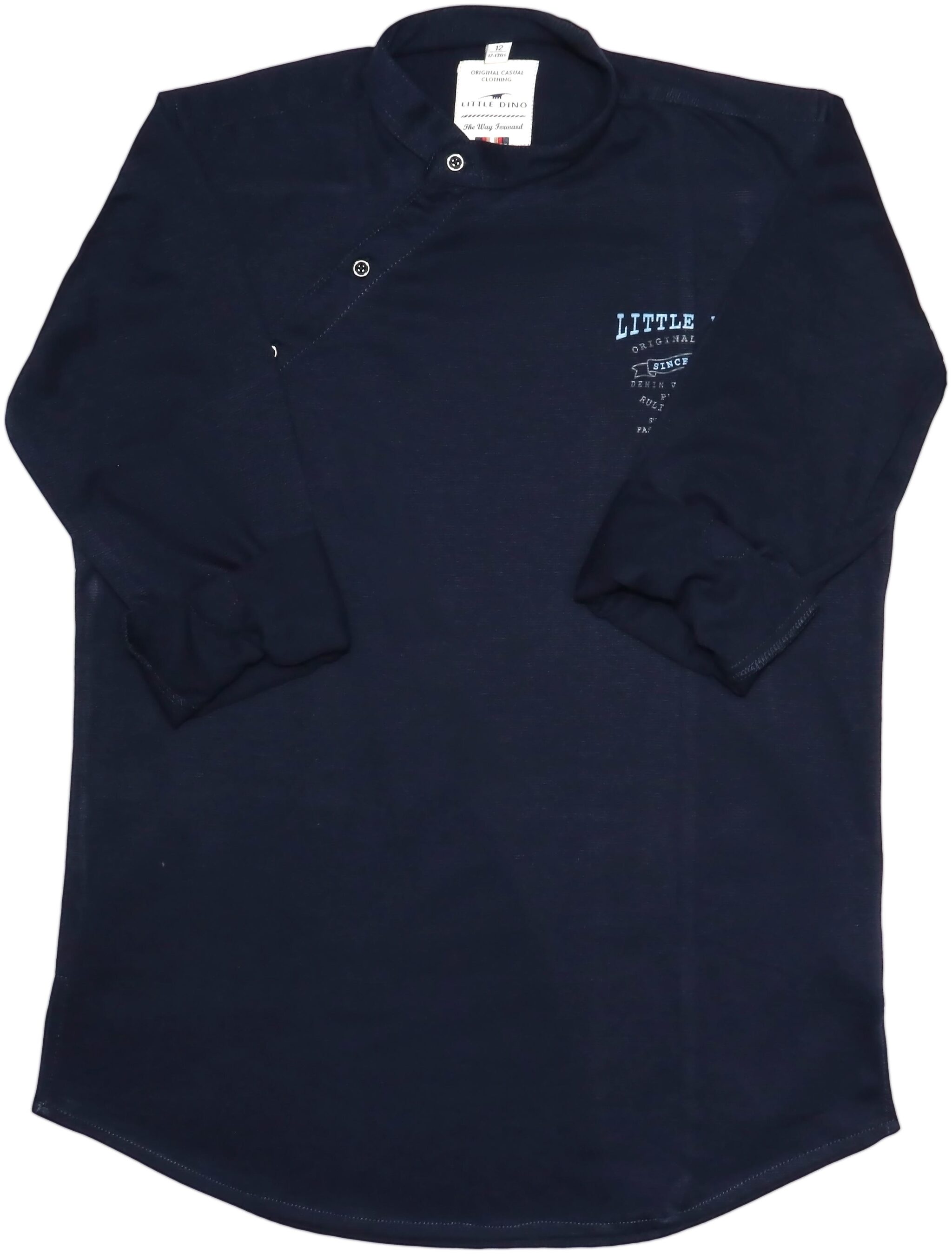 

LITTLE DINO Boy Knitted Printed Shirt Blue