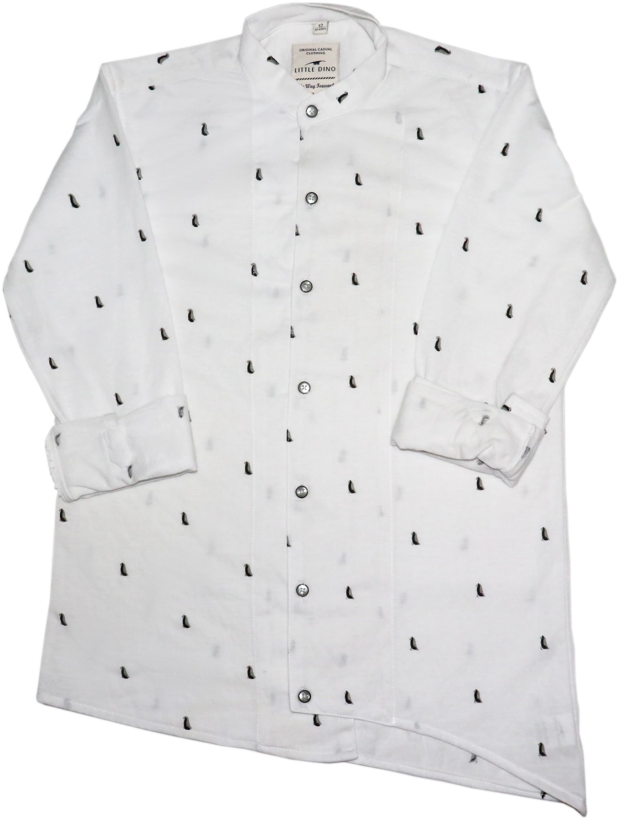 

LITTLE DINO Boy Knitted Printed Shirt White