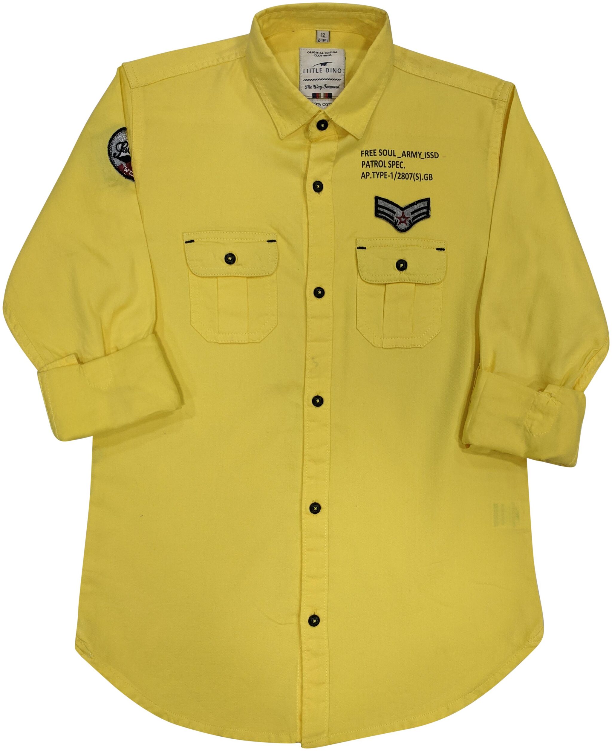 

LITTLE DINO Boy Cotton Solid Shirt Yellow