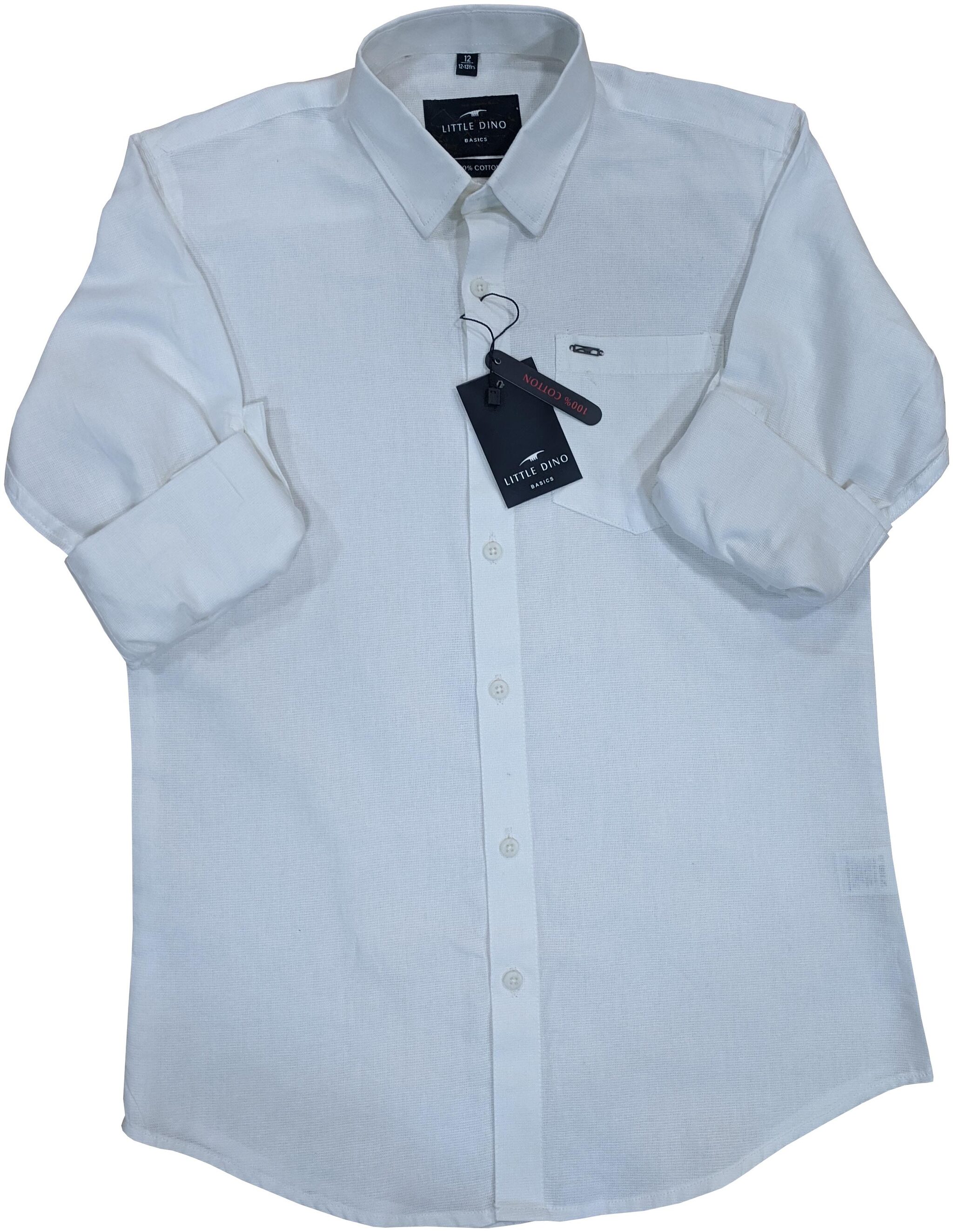 

LITTLE DINO Boy Cotton Solid Shirt White