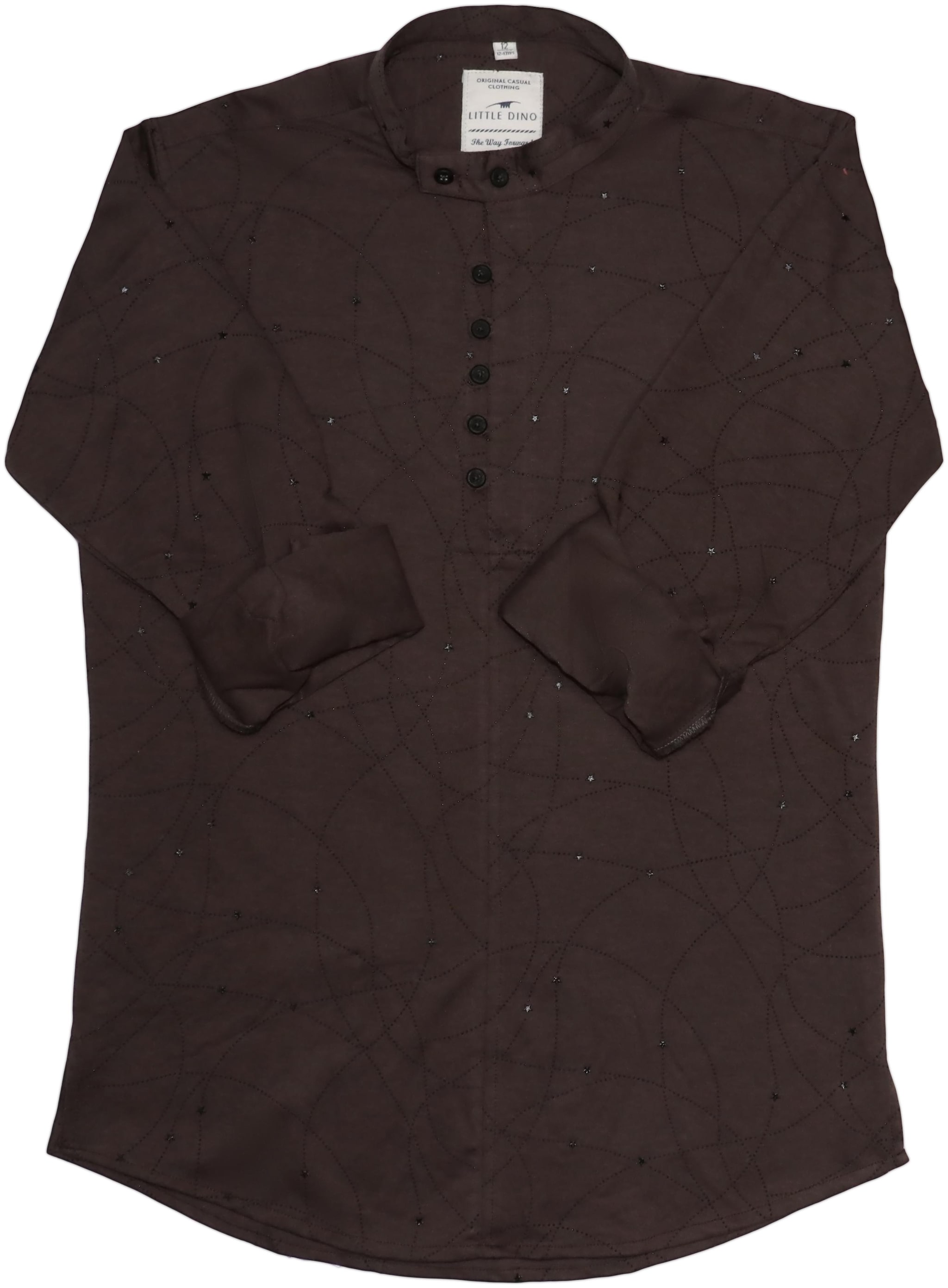 

LITTLE DINO Boy Knitted Printed Shirt Brown