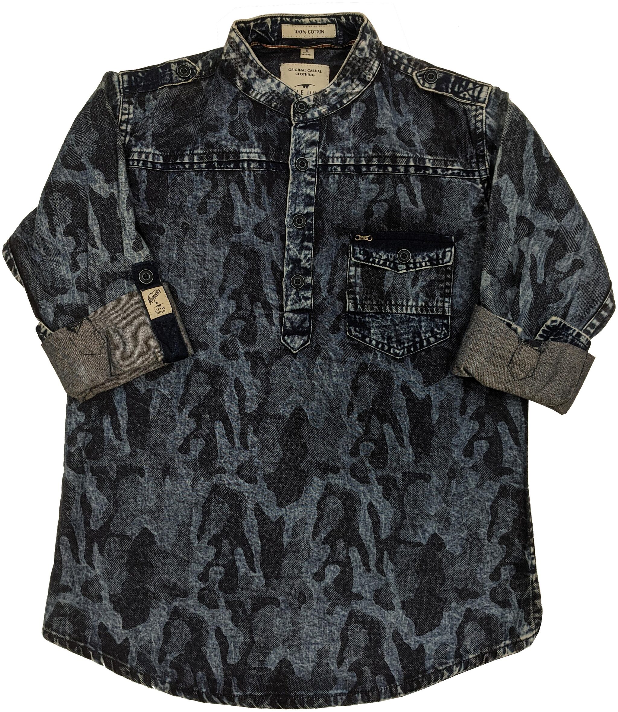 

LITTLE DINO Boy Cotton Printed Shirt Blue