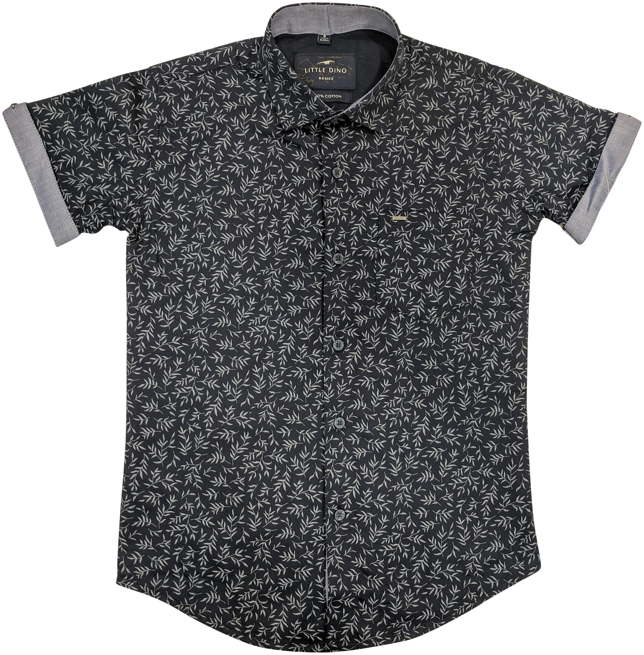 

LITTLE DINO Boy Cotton Printed Shirt Blue