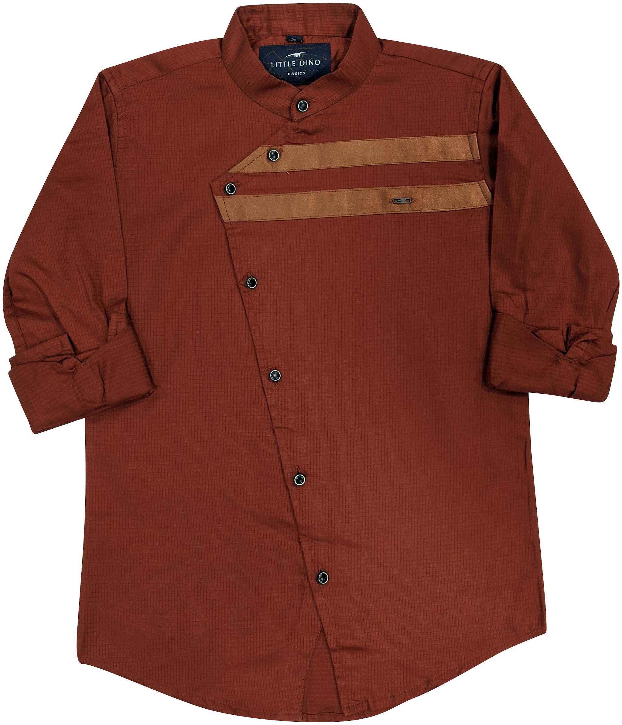 

LITTLE DINO Boy Cotton Solid Shirt Brown