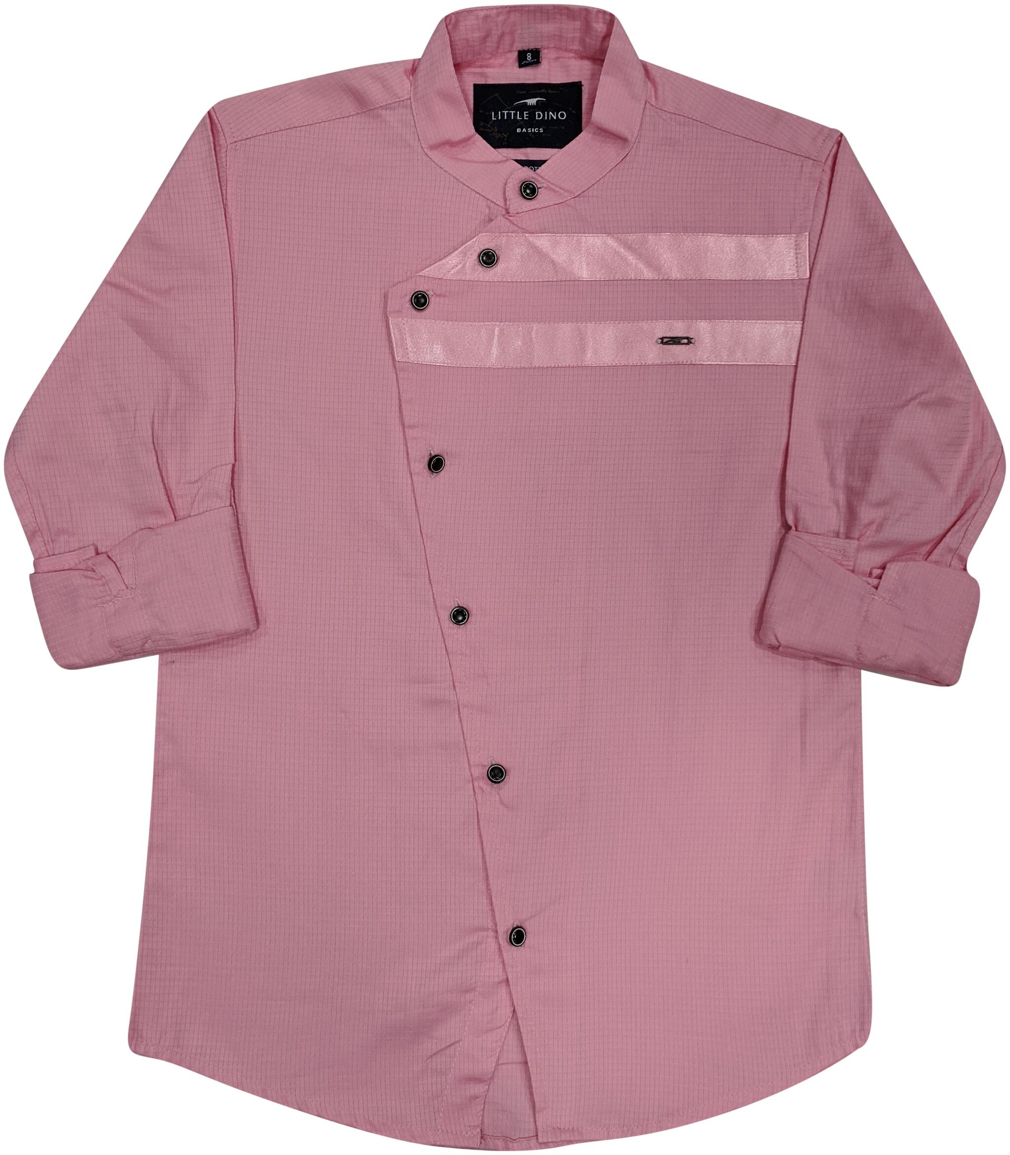 

LITTLE DINO Boy Cotton Solid Shirt Pink