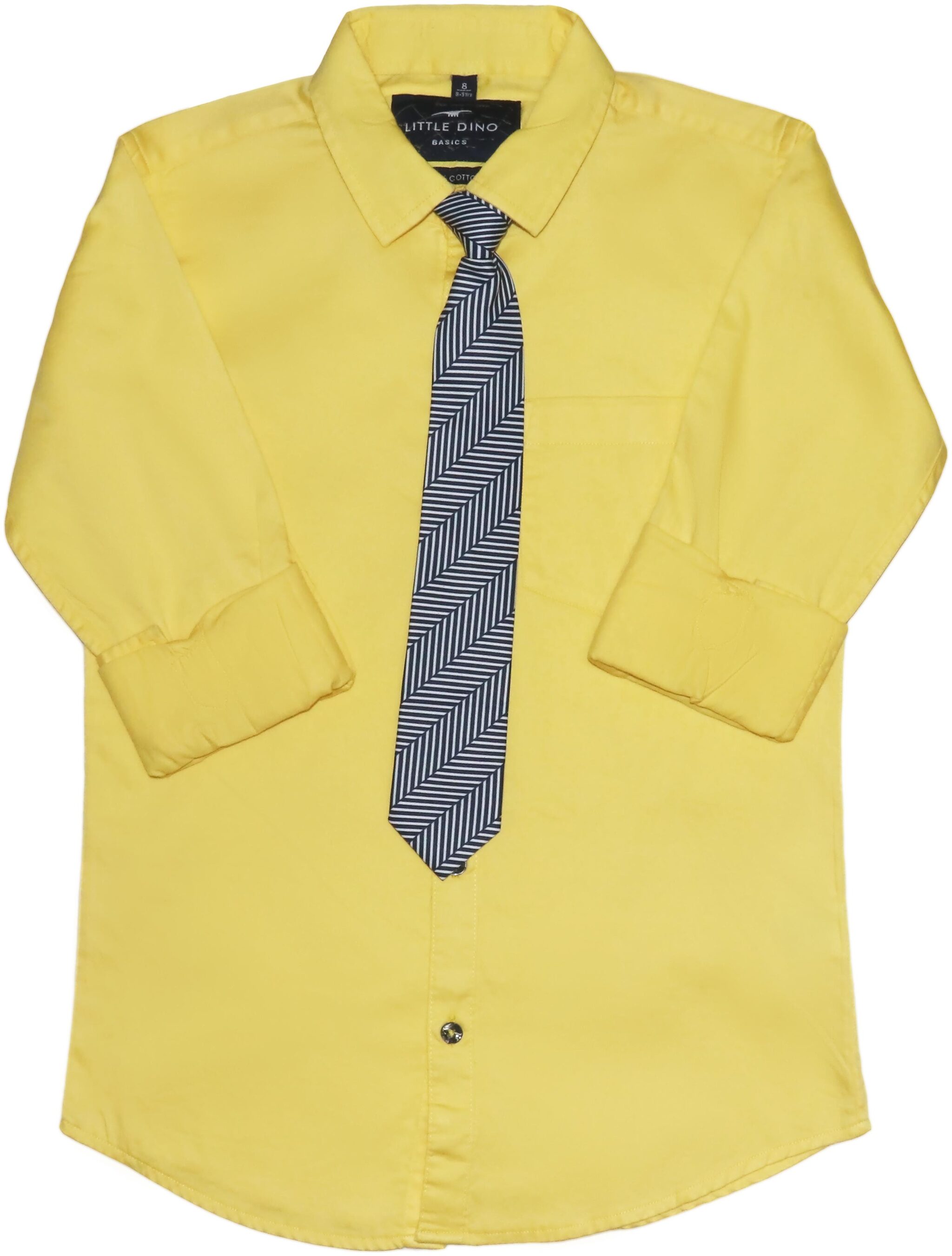 

LITTLE DINO Boy Cotton Solid Shirt Yellow