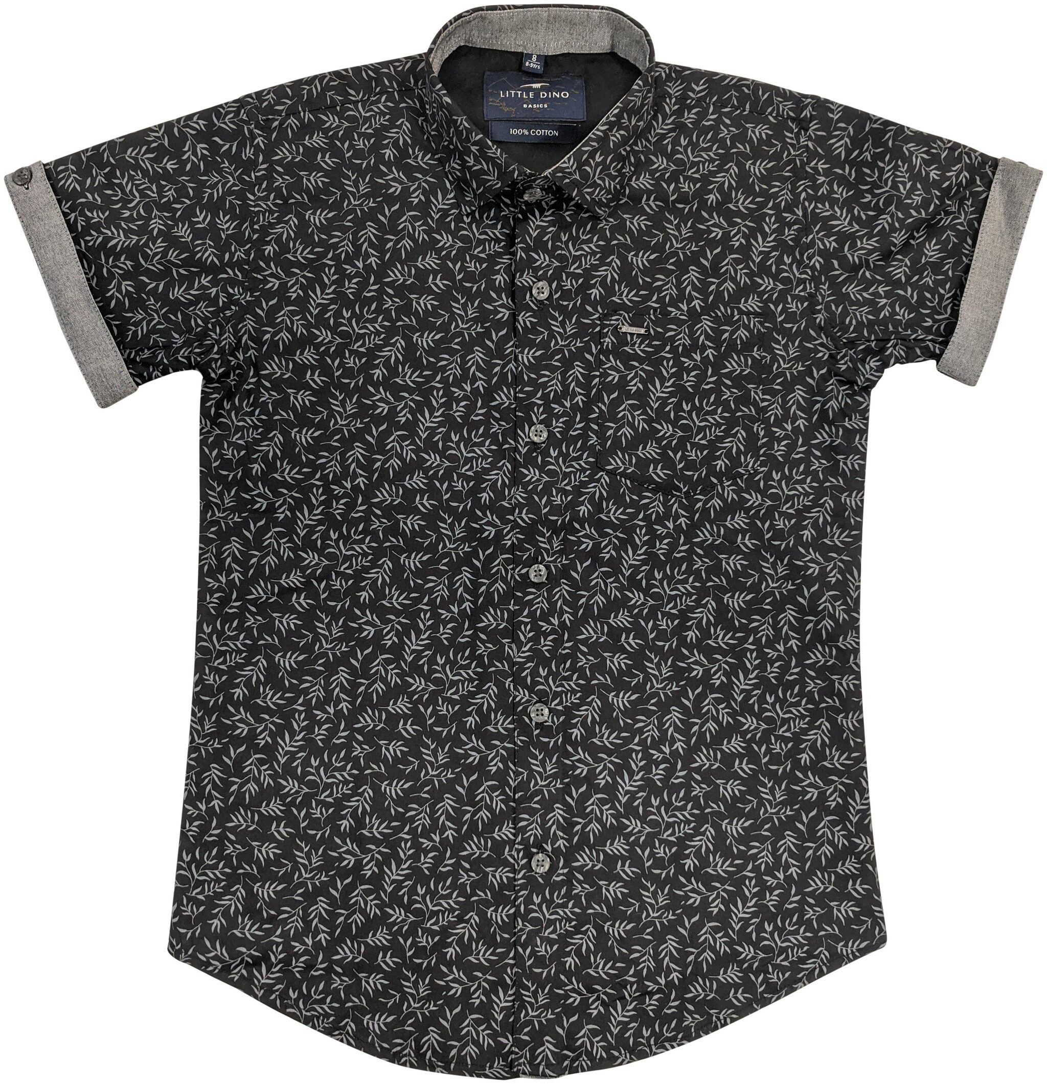 

LITTLE DINO Boy Cotton Printed Shirt Black
