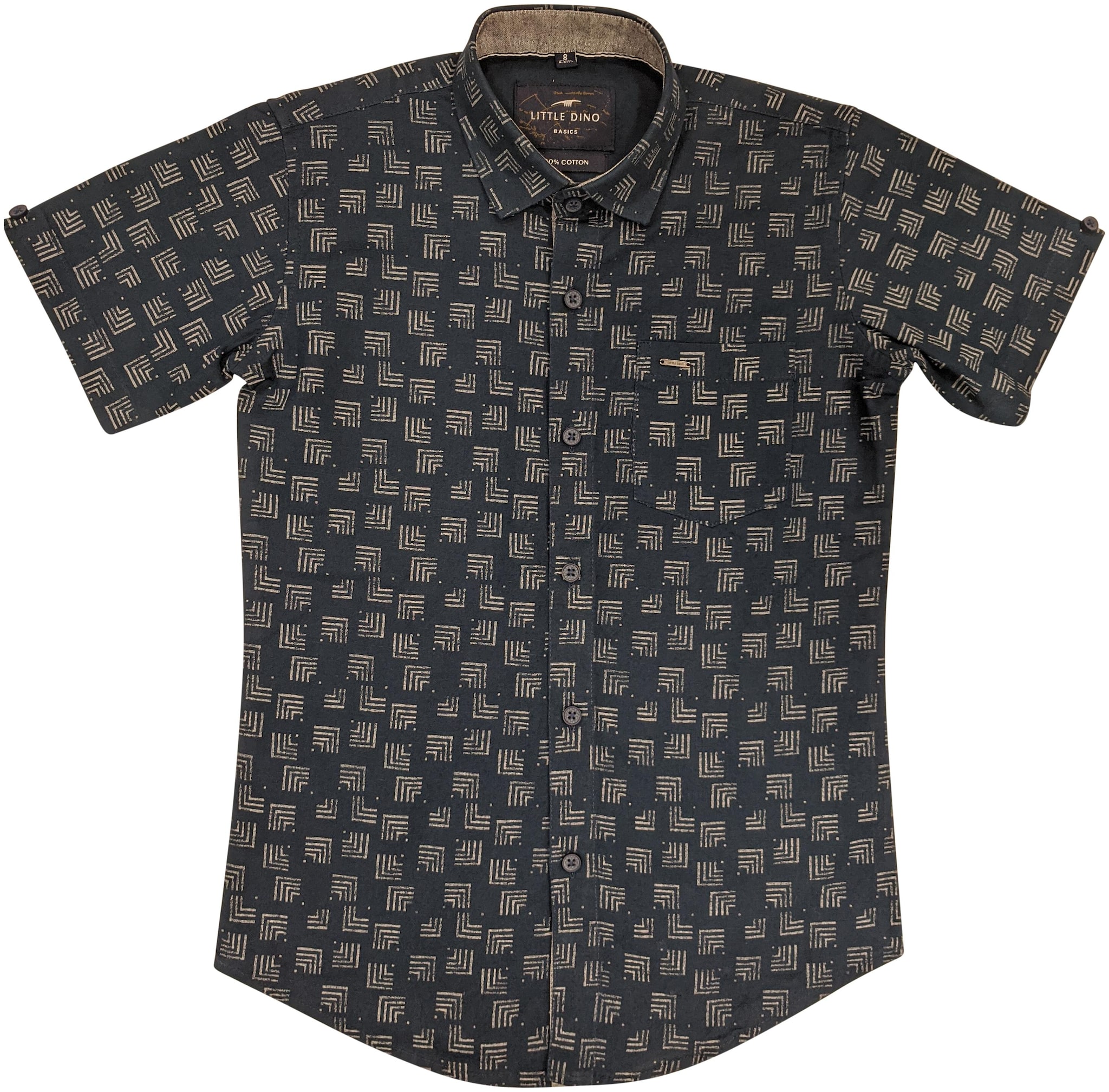 

LITTLE DINO Boy Cotton Printed Shirt Blue