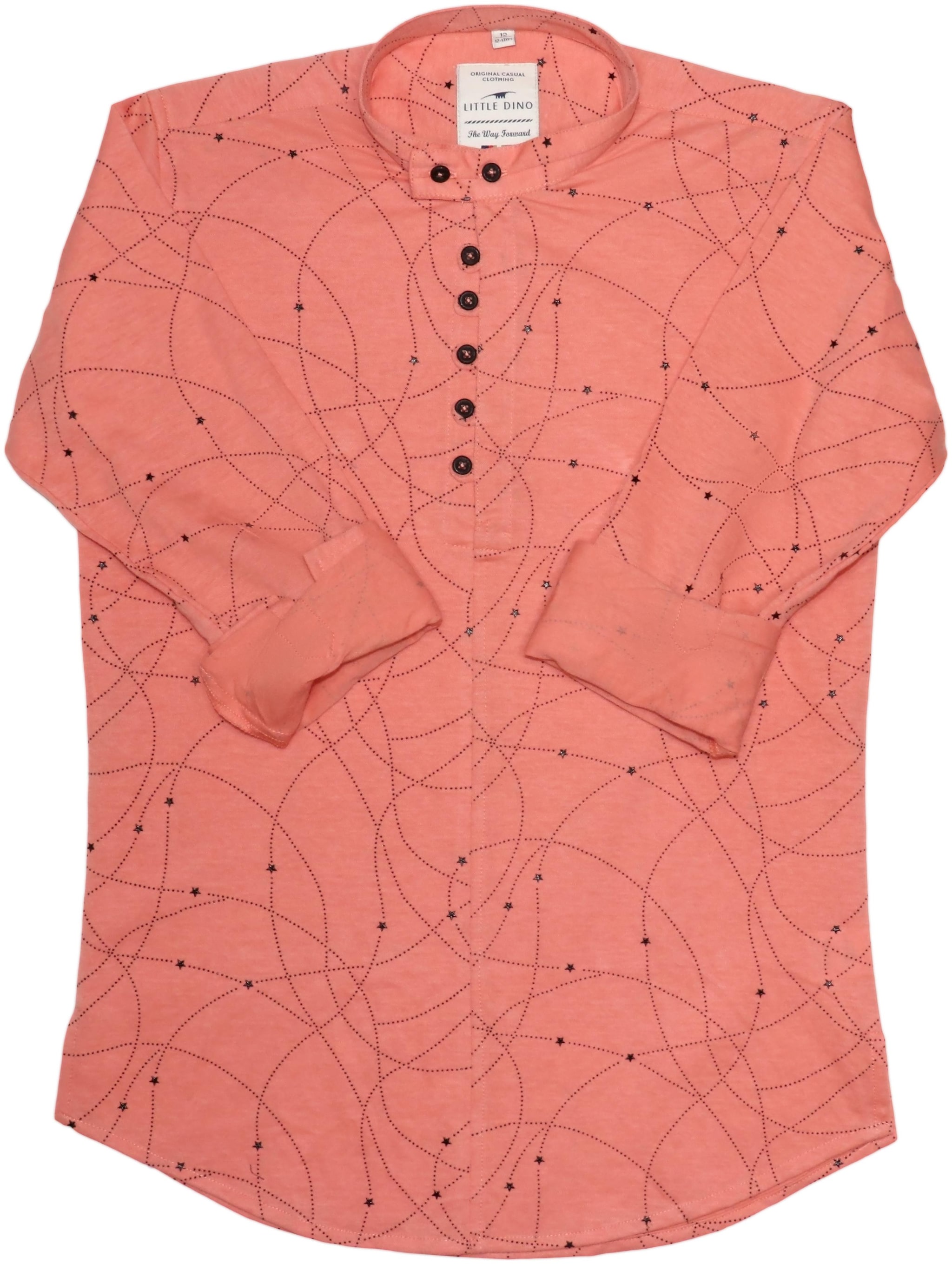 

LITTLE DINO Boy Knitted Printed Shirt Orange